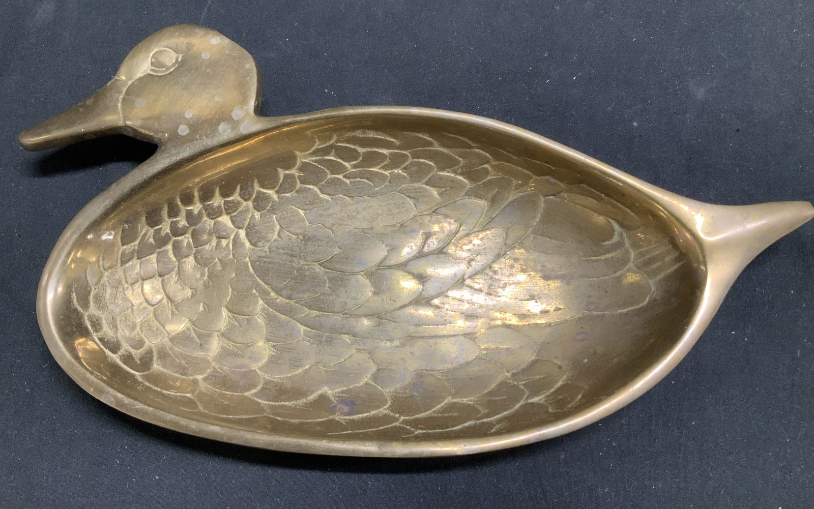 Vtg Solid Brass Duck Trinket Dish (1 of 6)