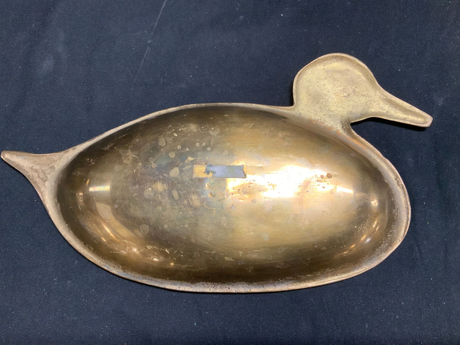Vtg Solid Brass Duck Trinket Dish - 6
