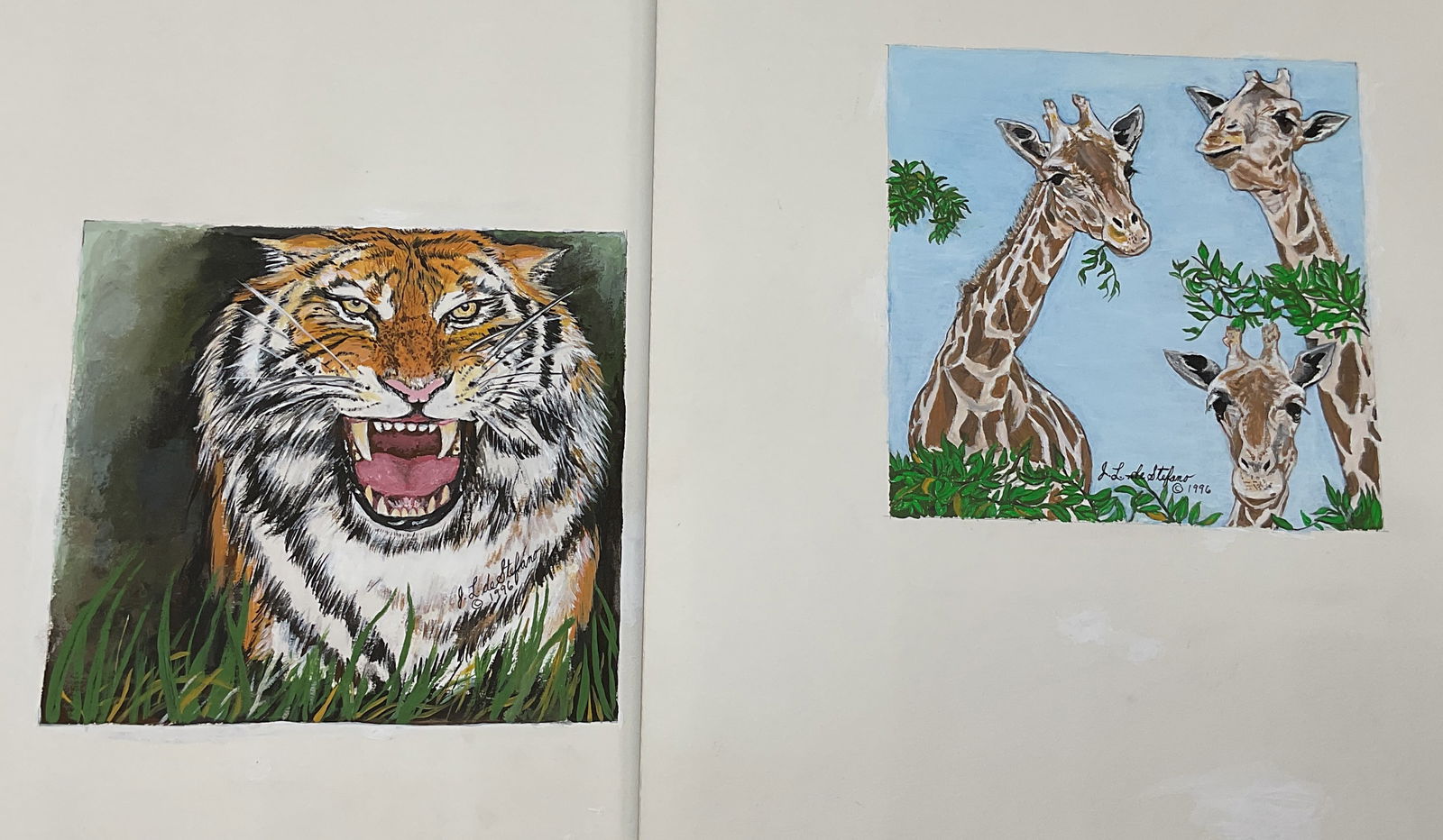 Lot 2 De Stefano Tiger & Giraffe Watercolors (1 of 7)
