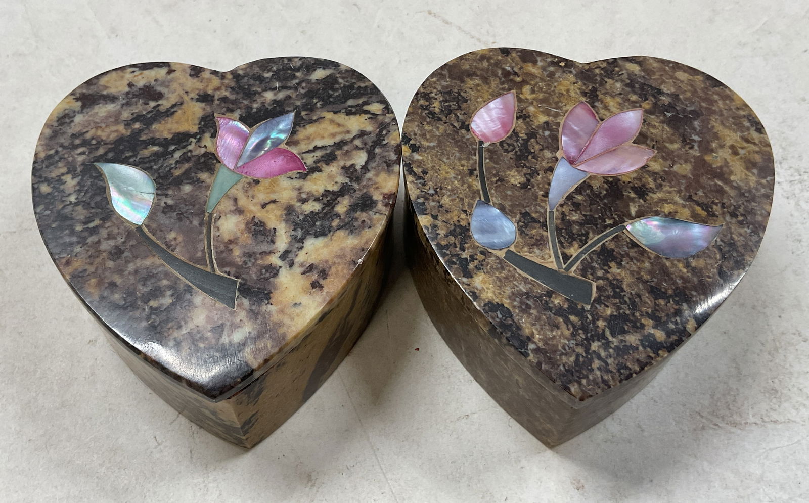 Lot 2 Vntg Marble Heart Shape Trinket Box India (1 of 13)