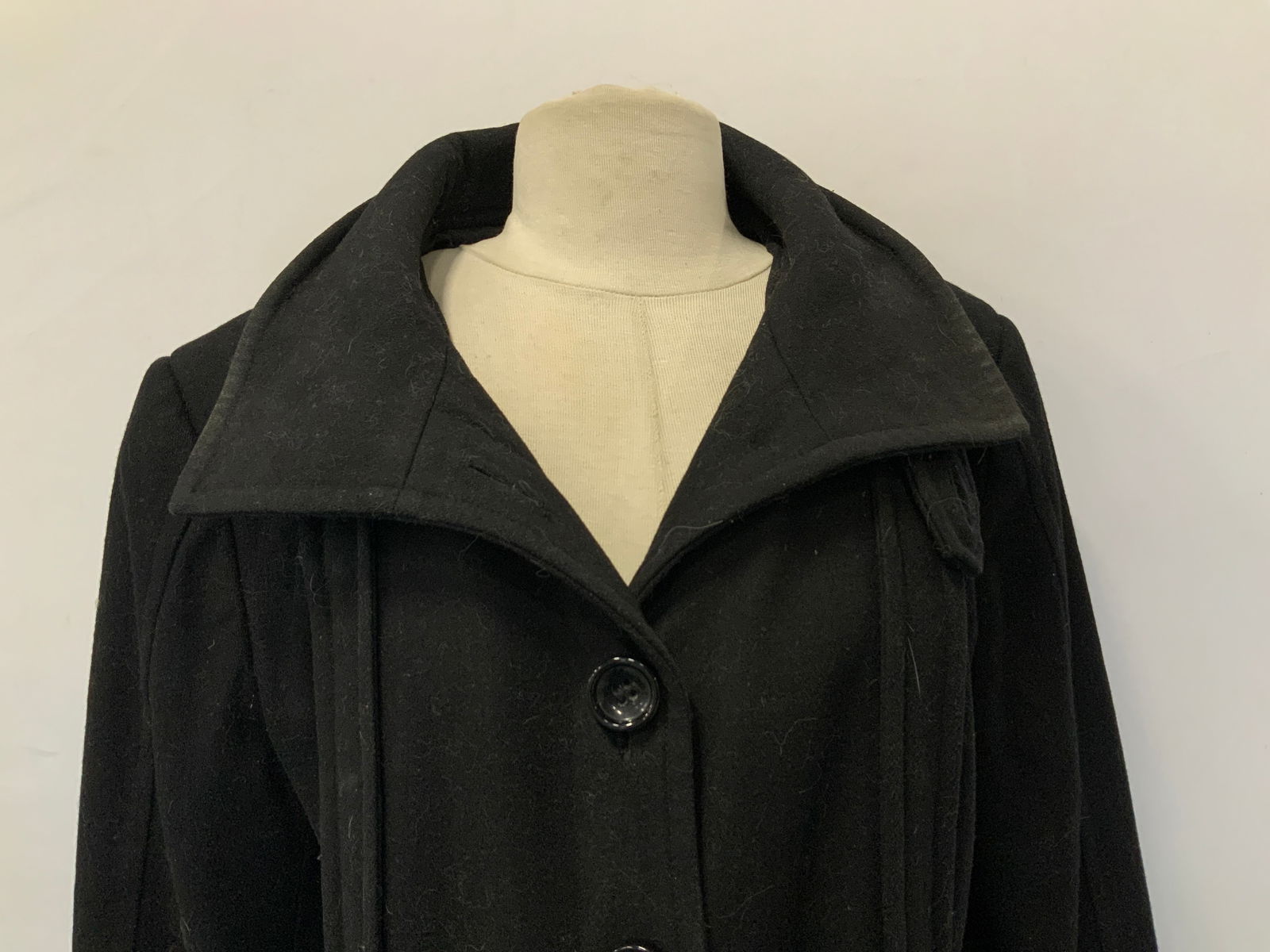 Zara Basic Black Wool Button Up Coat - 2