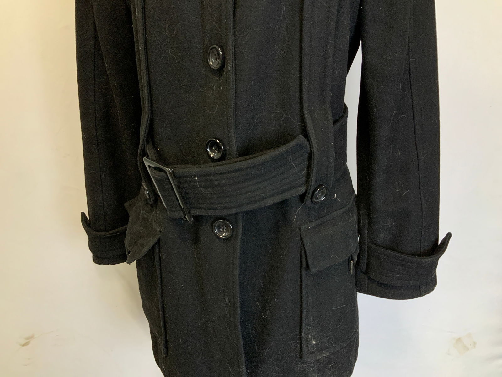 Zara Basic Black Wool Button Up Coat - 3