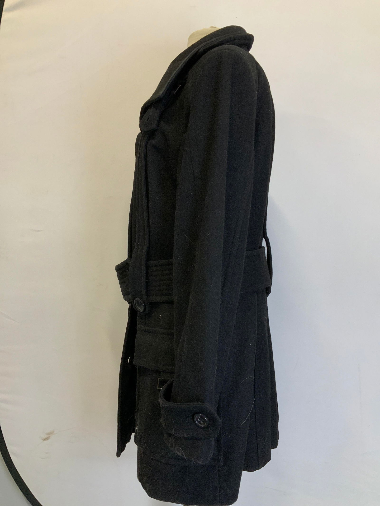 Zara Basic Black Wool Button Up Coat - 4