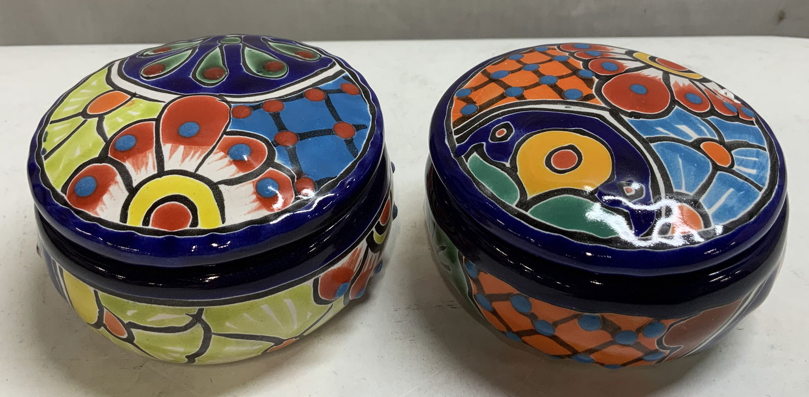 Lot 2 Hand Painted Floral Trinket Box MEXICO (1 of 6)
