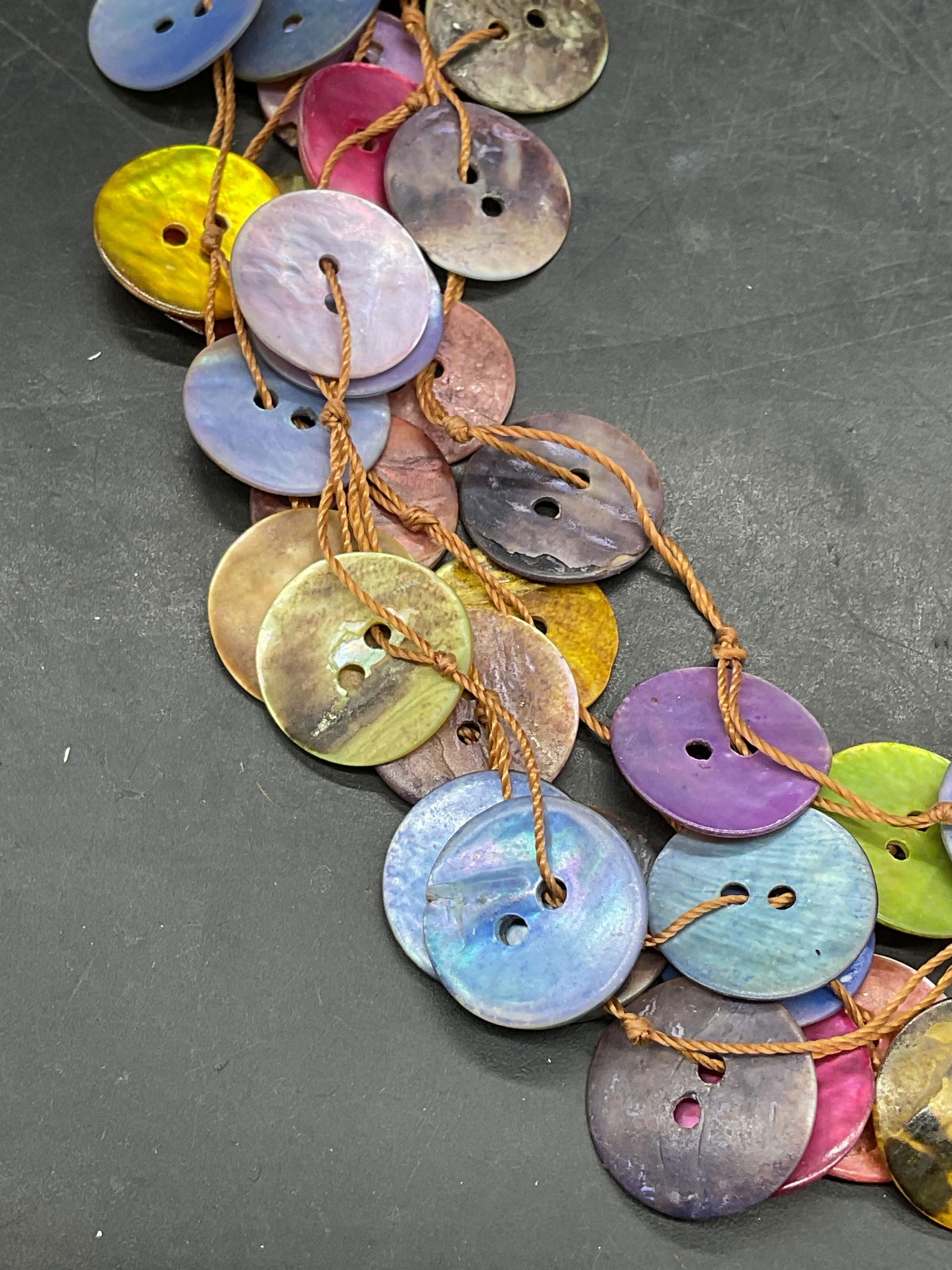 Lot 2 Signed Button Beaded Necklace + - 4