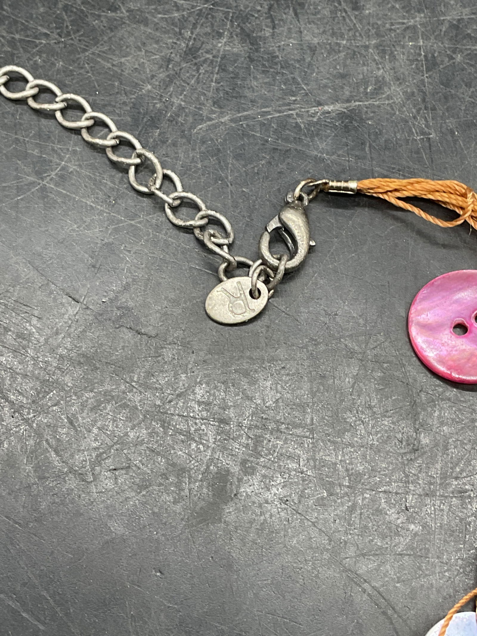 Lot 2 Signed Button Beaded Necklace + - 5