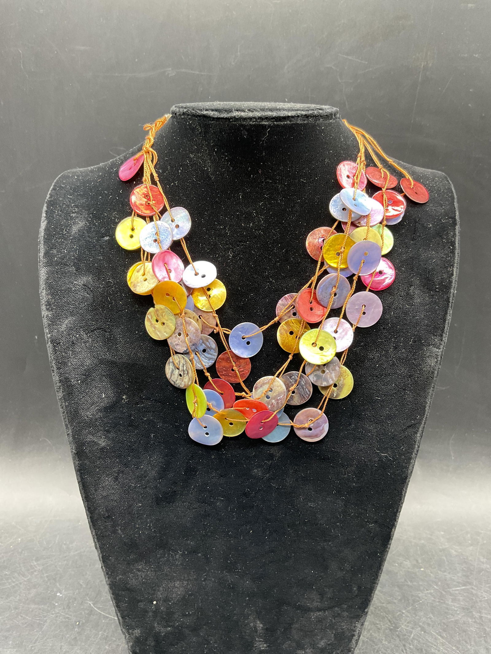 Lot 2 Signed Button Beaded Necklace + - 6