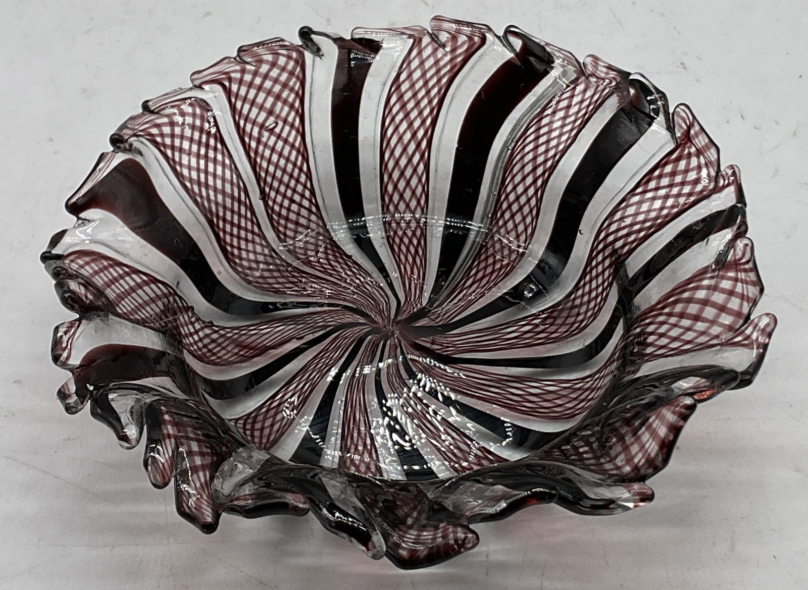 Hand Blown Art Glass Swirled Ashtray (1 of 7)