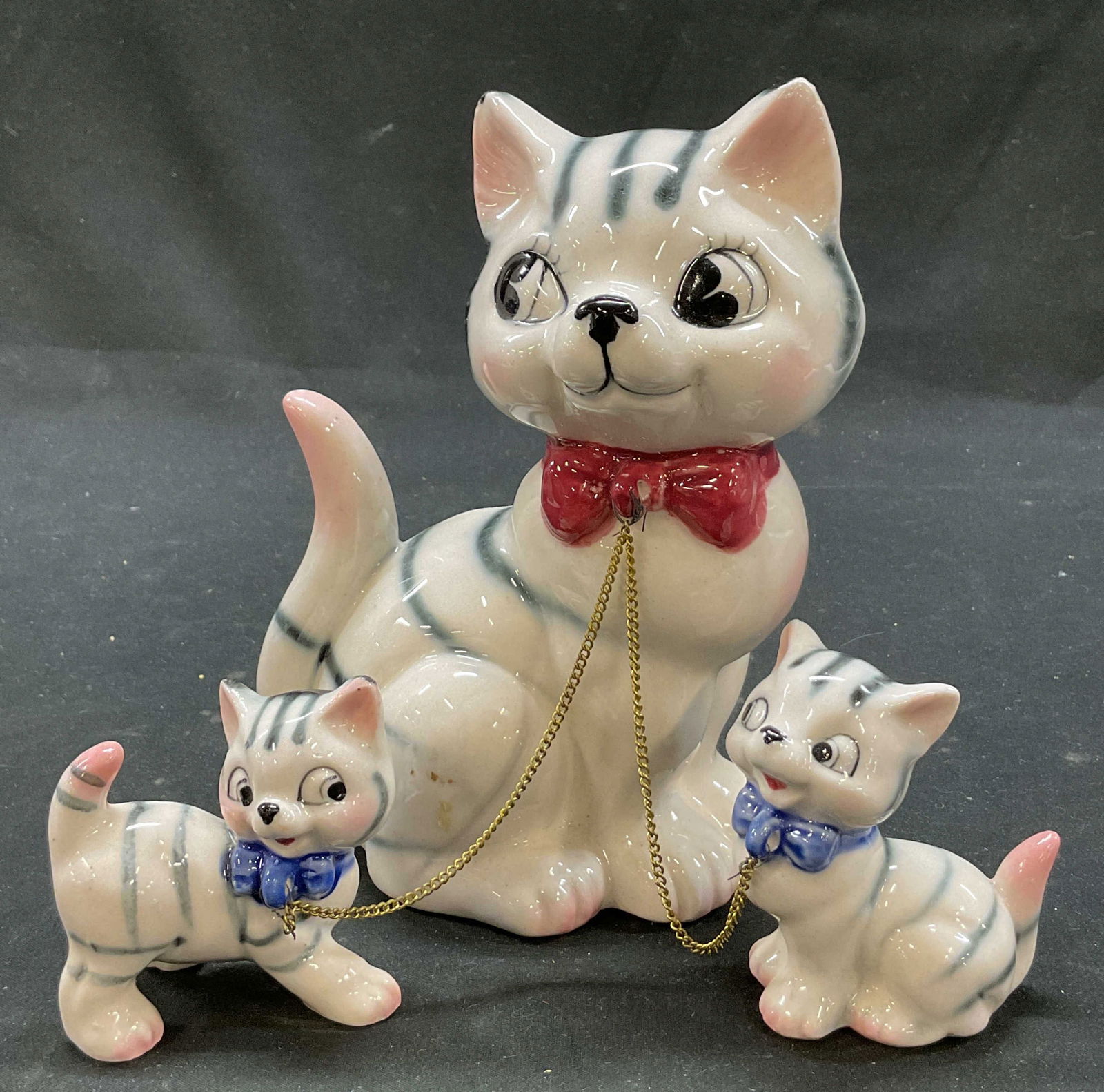 Vintage Ceramic Proud Mom Cat Figure Set (1 of 10)