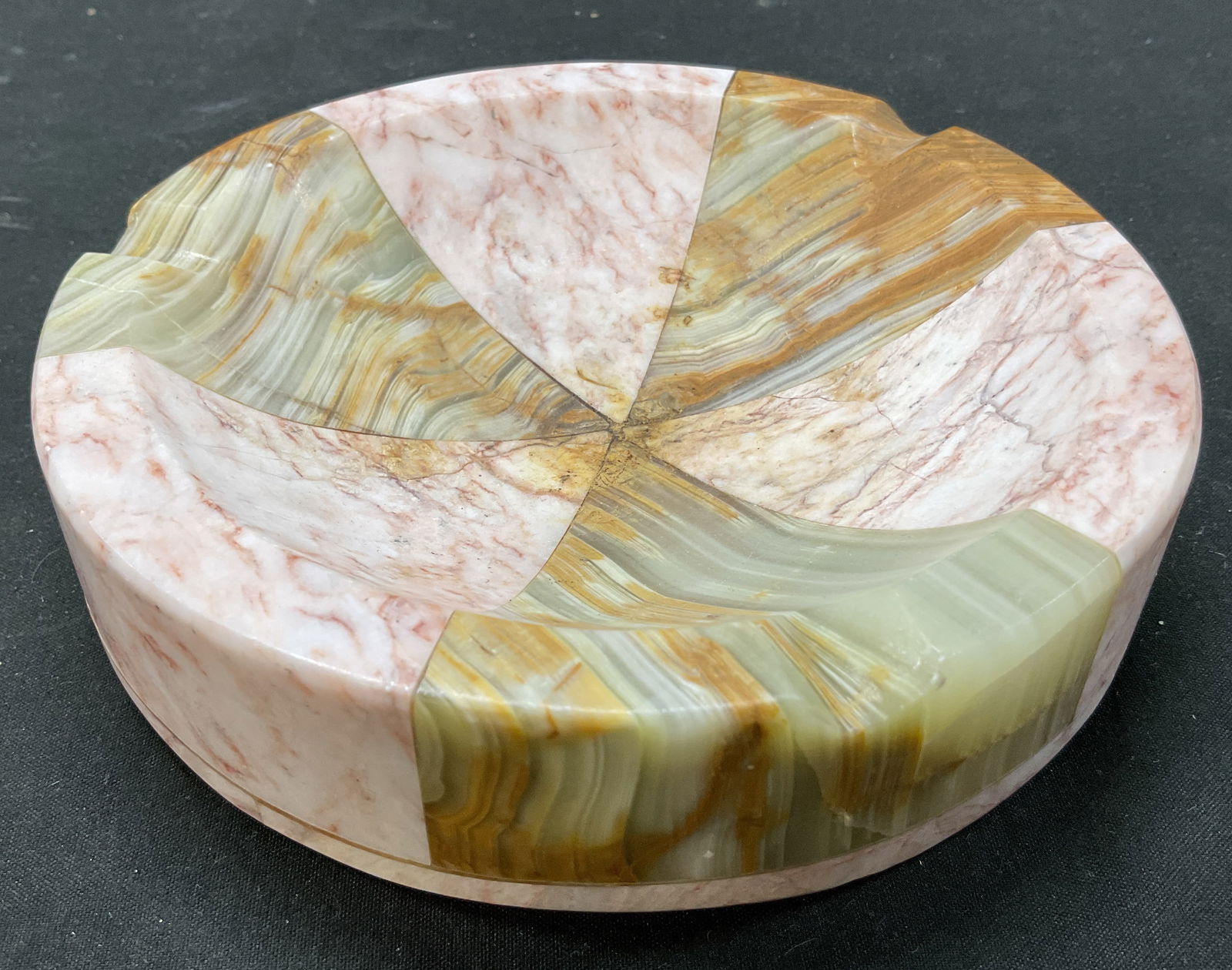 Vintage White & Brown Stone Ashtray (1 of 7)