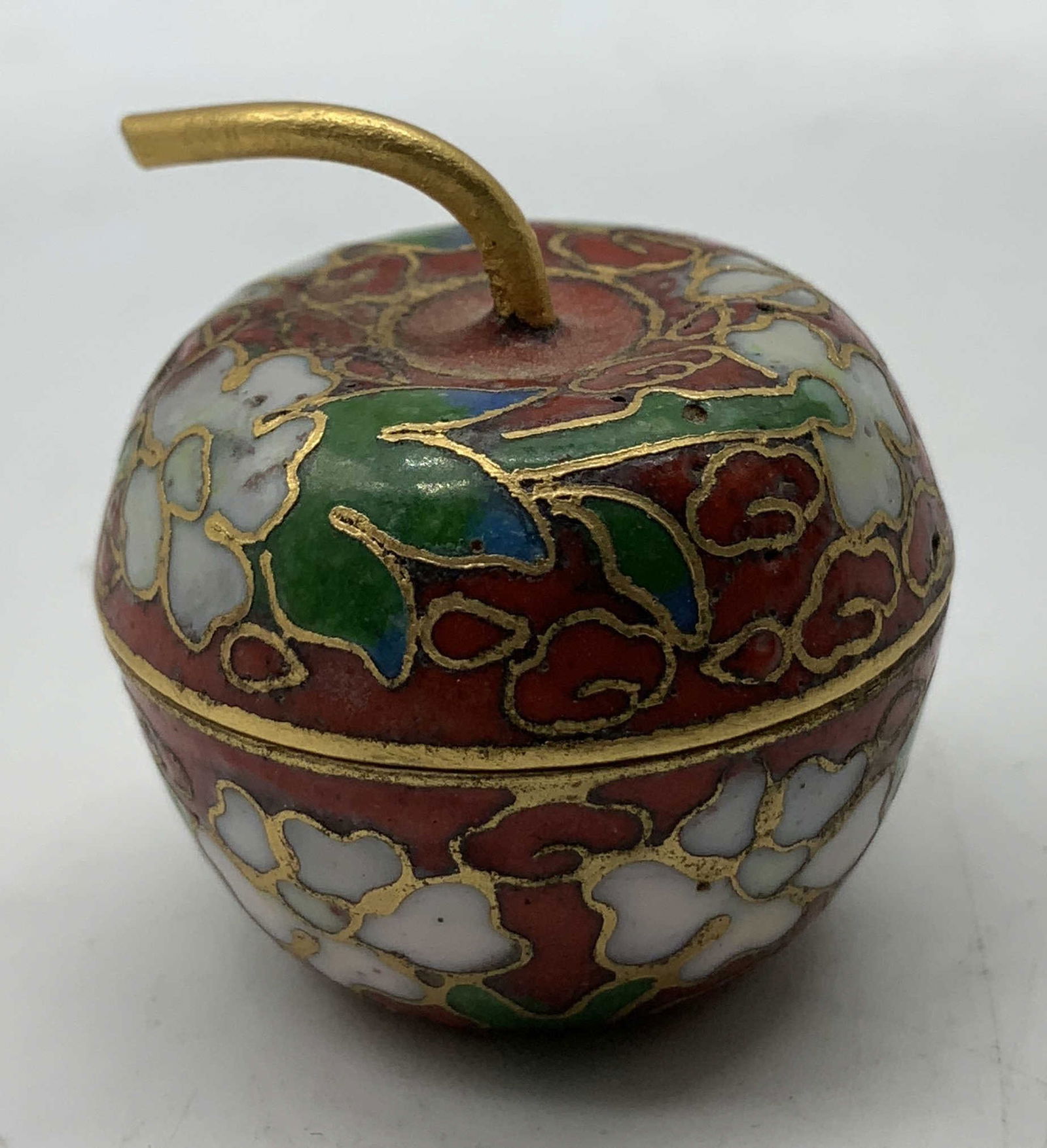 Vtg Asian Cloisonne Enamel Apple Pill Box (1 of 6)