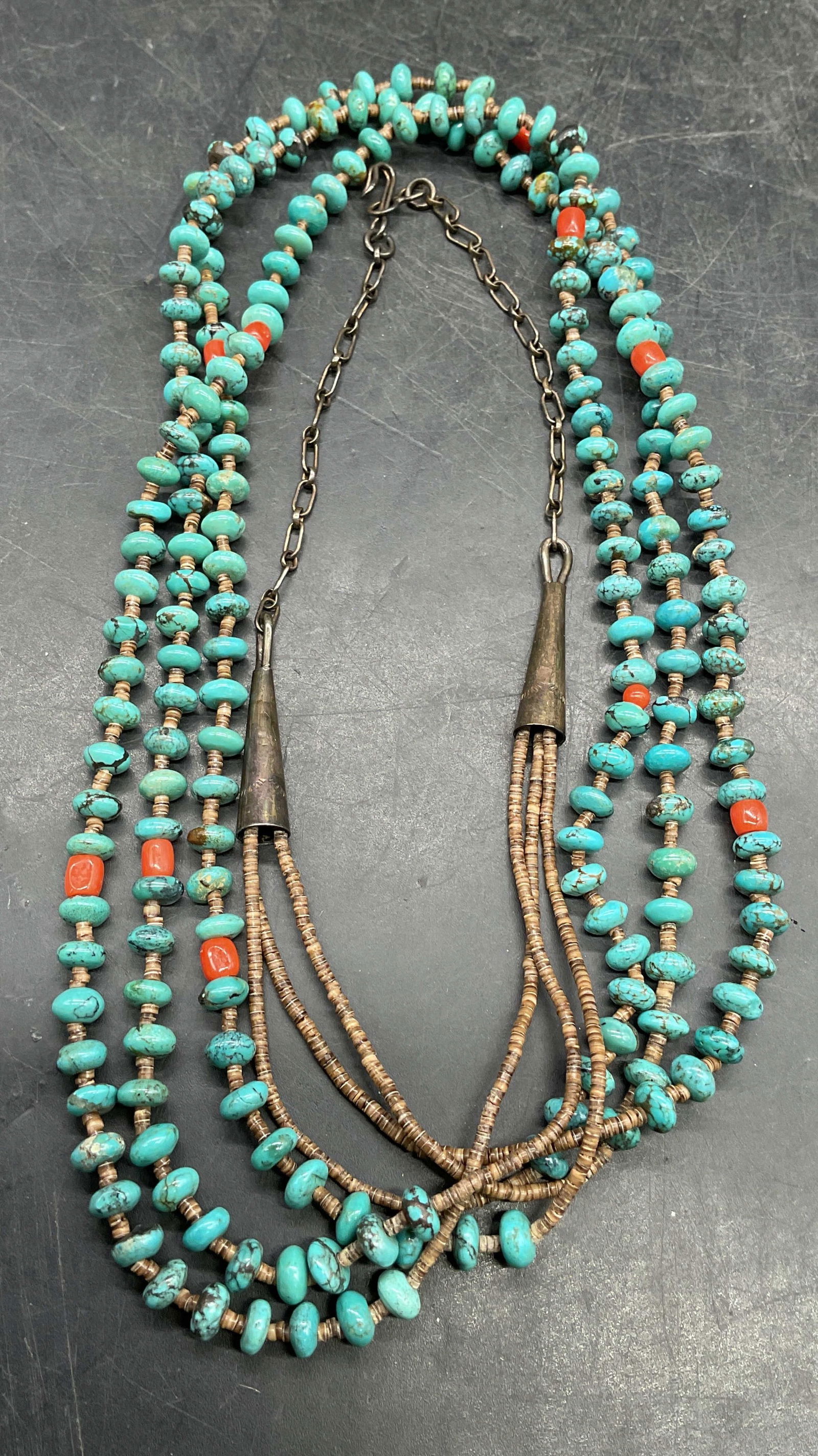 Vintage Turquoise & Coral Beaded Necklace (1 of 6)