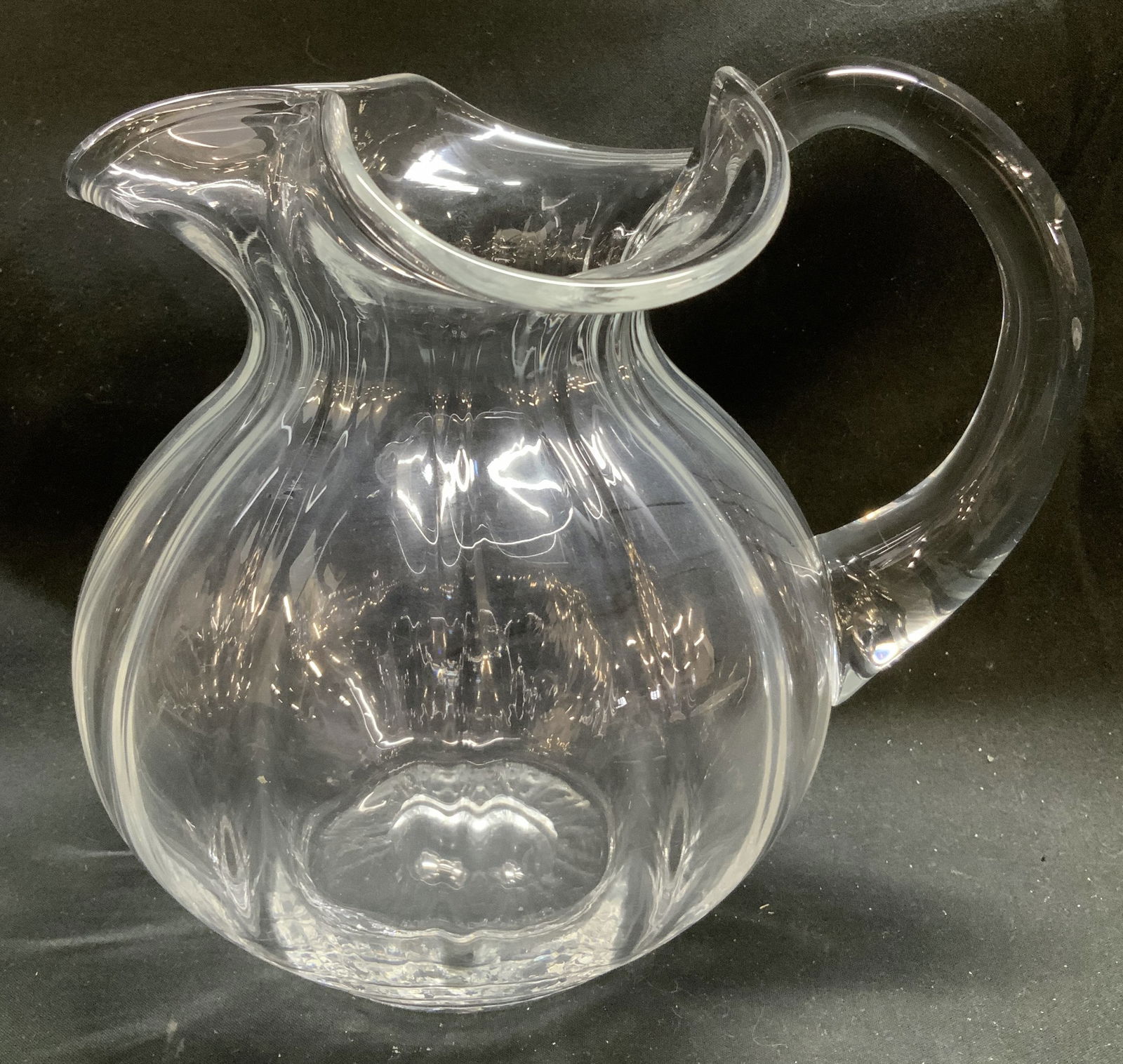 Vntg Handblown Ribbed Glass Pitcher (1 of 6)