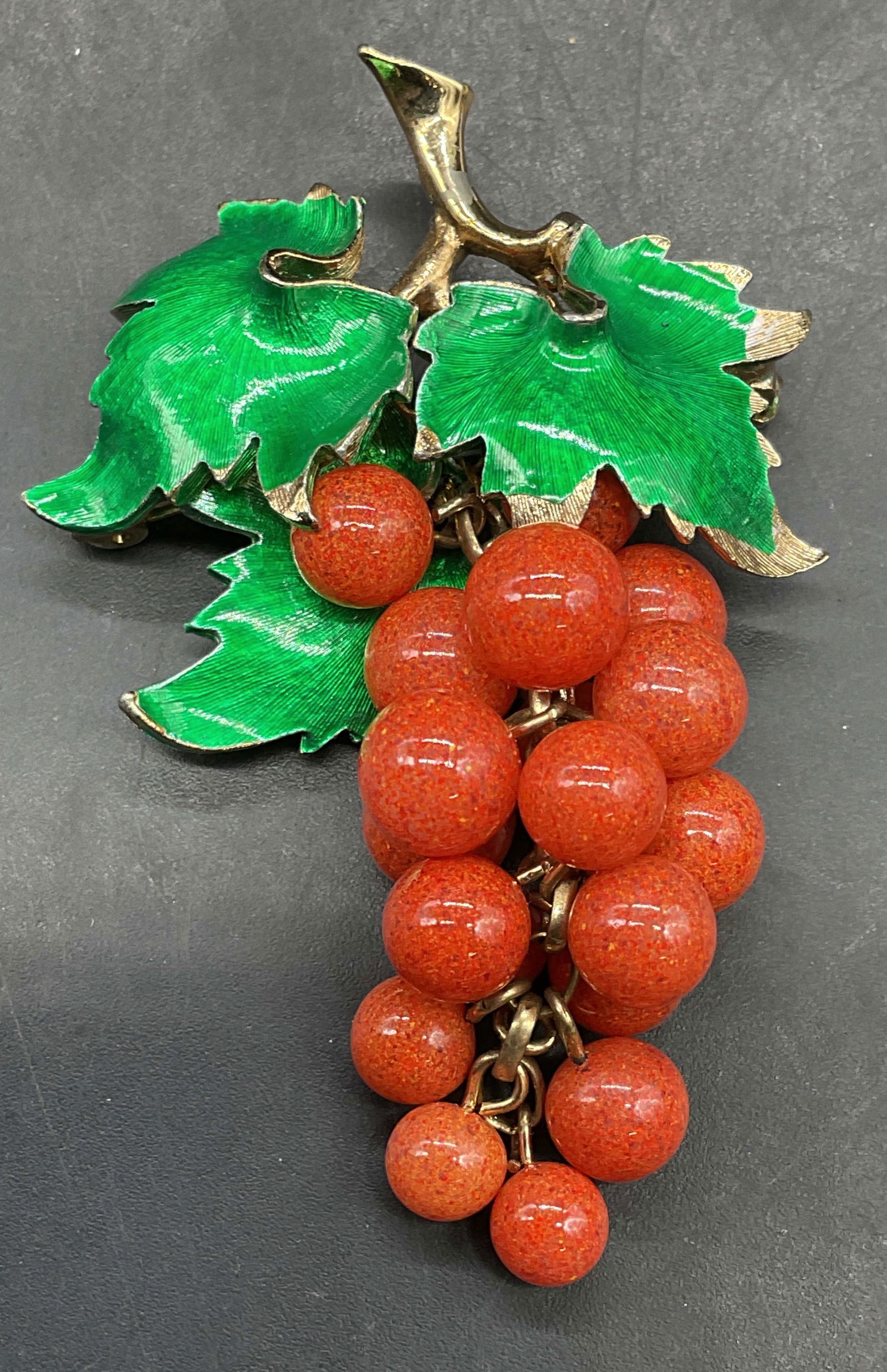 Vintage Enamel Beaded Berry Brooch (1 of 6)