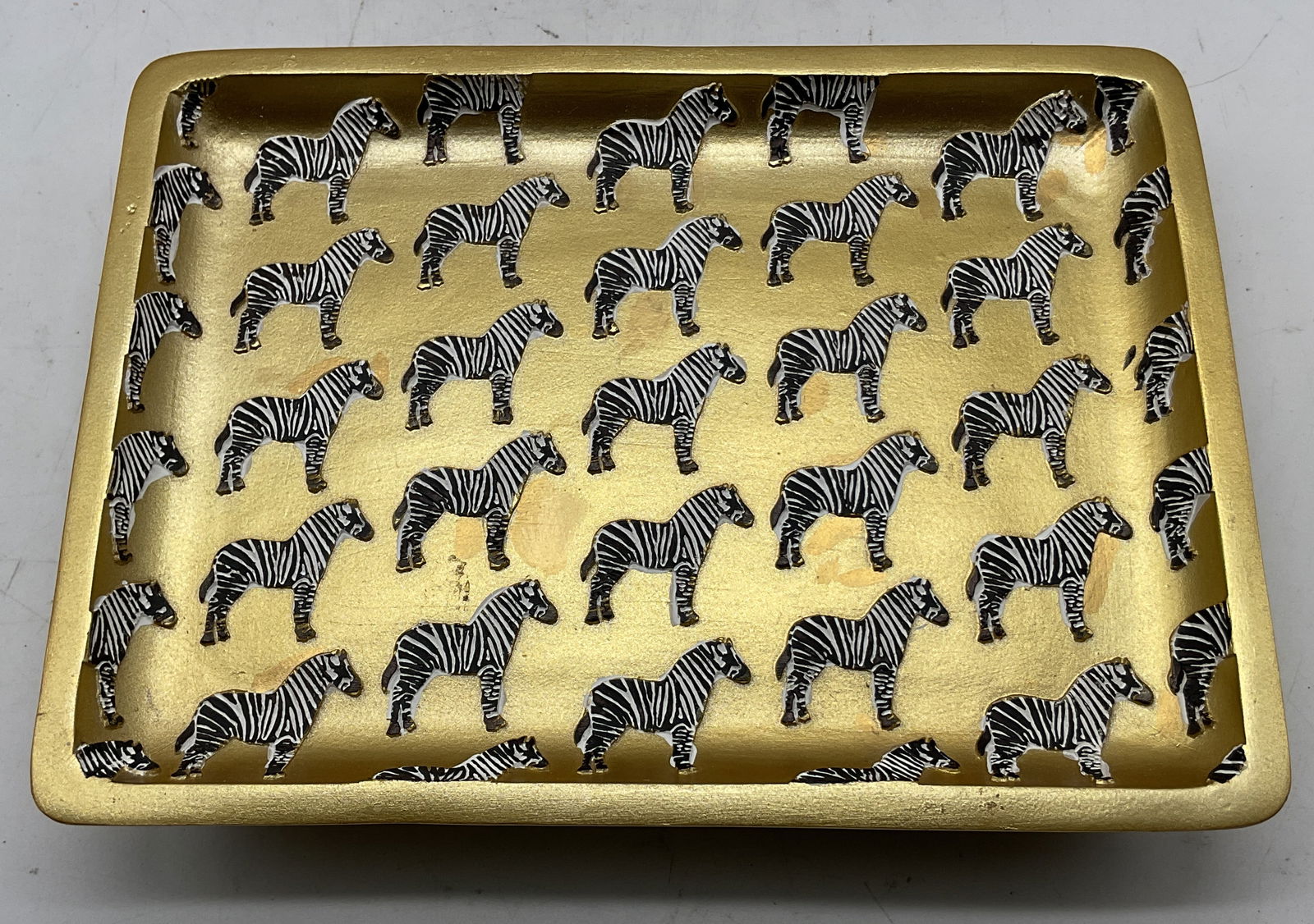 Vintage Lacquer Zebra Footed Trinket Tray (1 of 8)