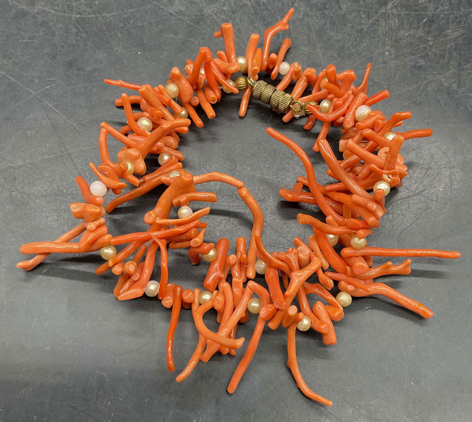 Vintage Coral Branch Faux Pearl Necklace (1 of 6)