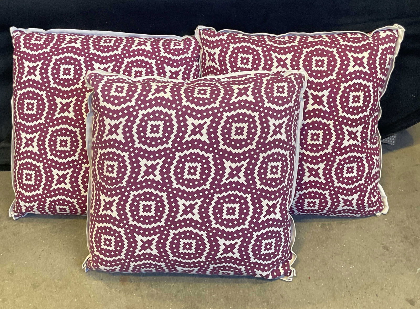 Lot 3 Purple & White Geometric Pillows (1 of 7)