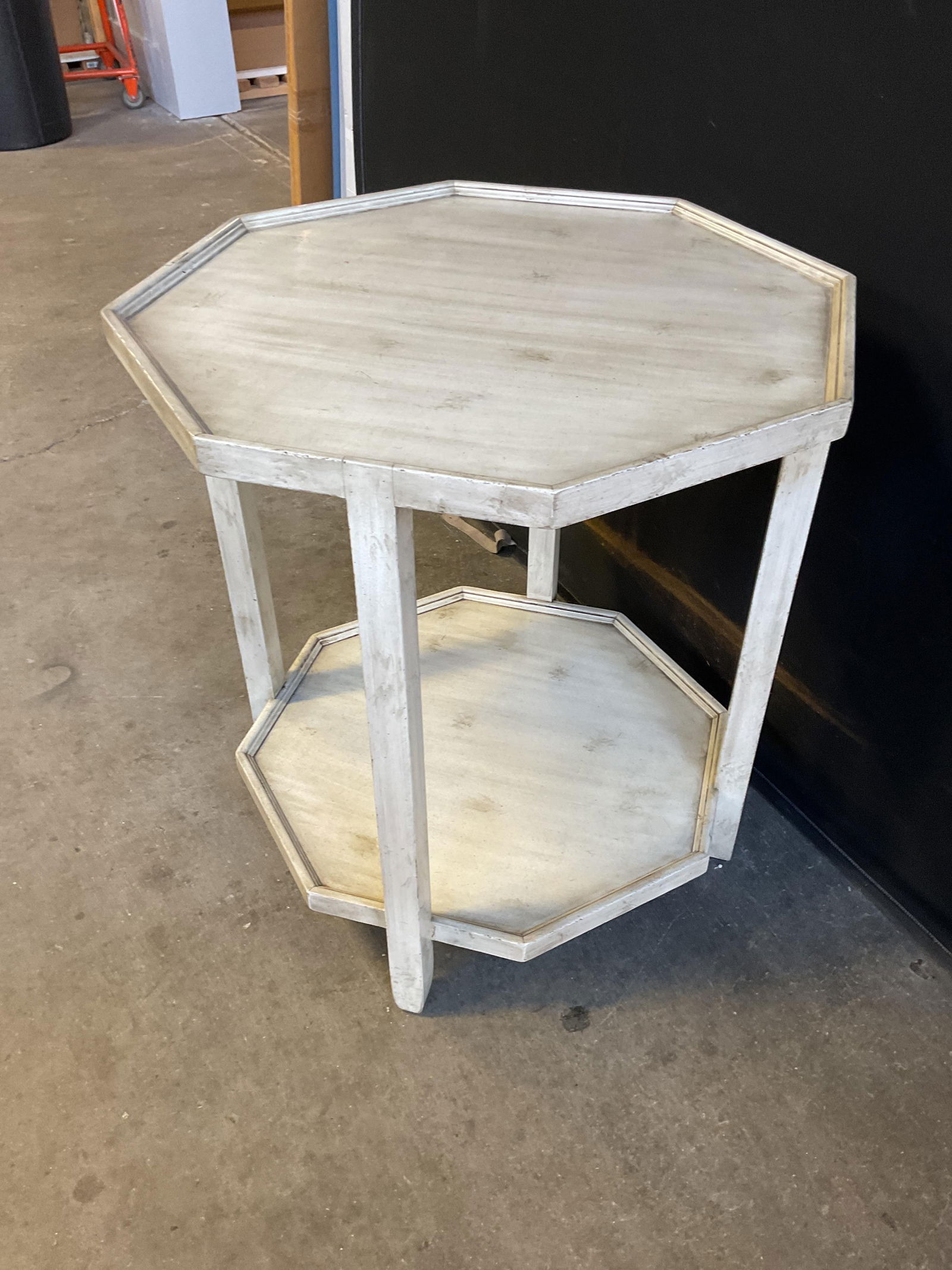 Modern White Wood Octagonal Side Table - 5
