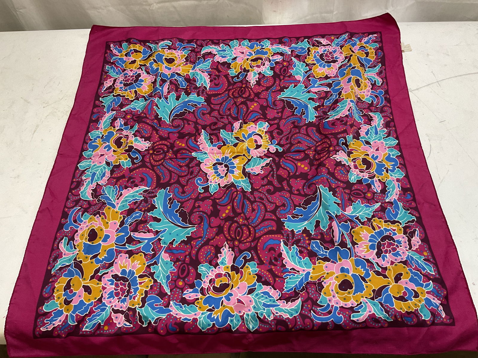Silken Polyester Floral Silk Scarf Italy (1 of 10)