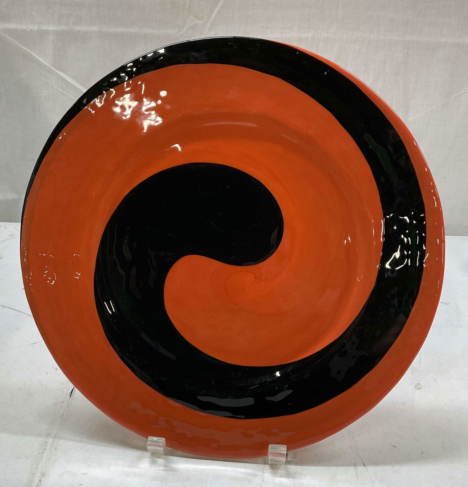 Vintage Orange & Black Ceramic Deco Plate (1 of 8)