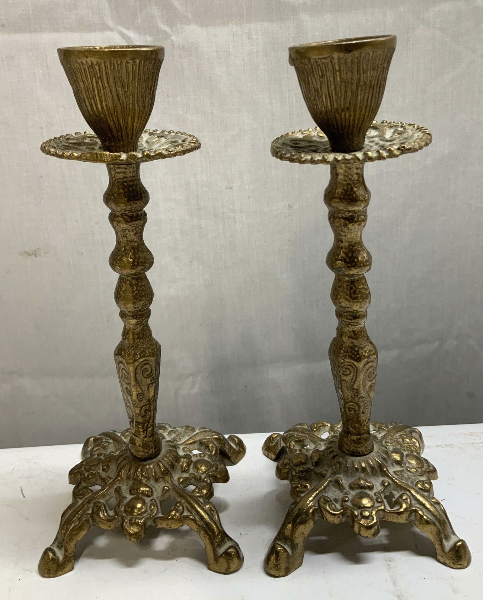 Pair Vtg Brass Ornate Candlestick ISRAEL (1 of 6)