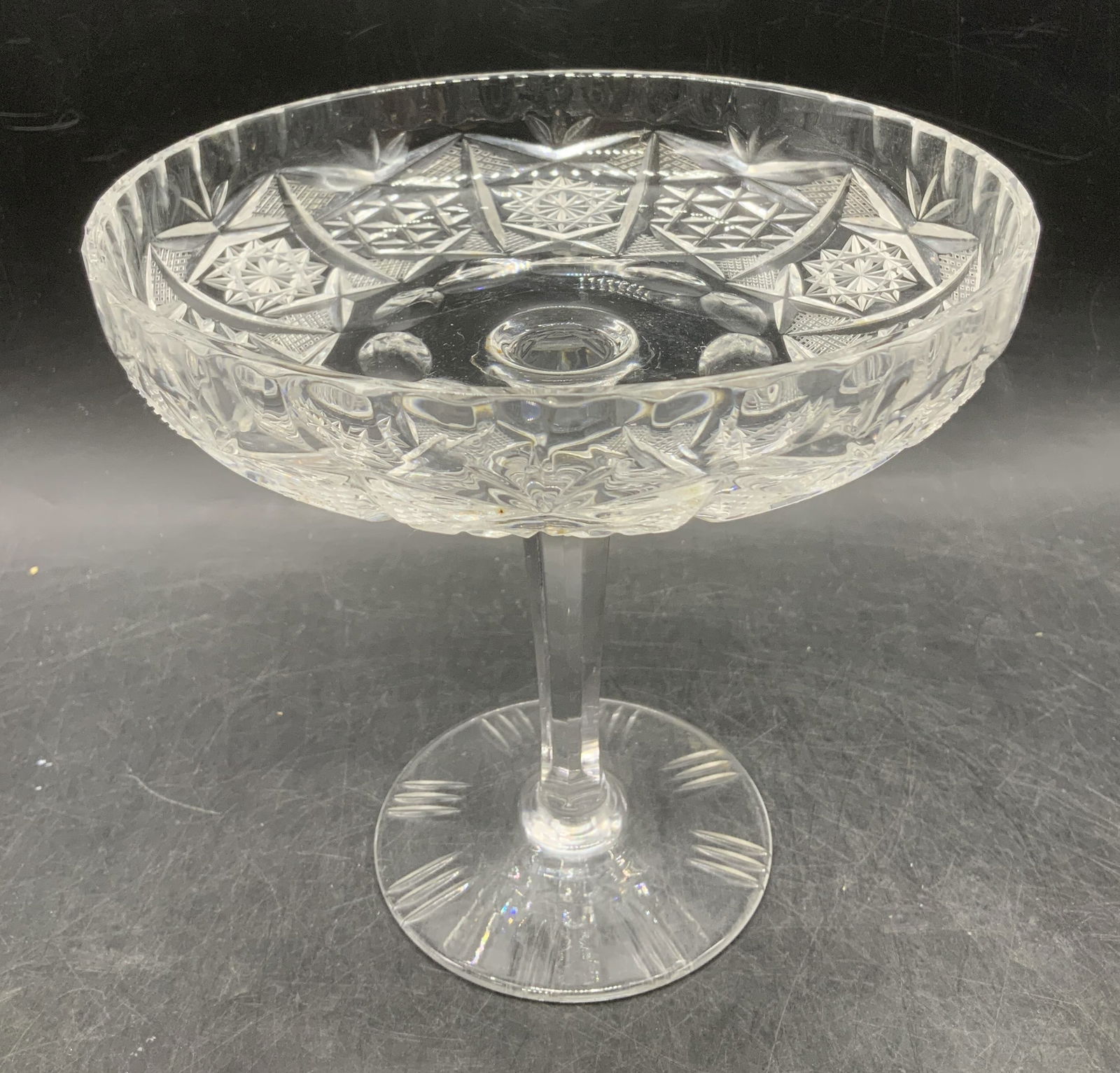 Vtg Cut Crystal Pedestal Compote Bowl (1 of 6)