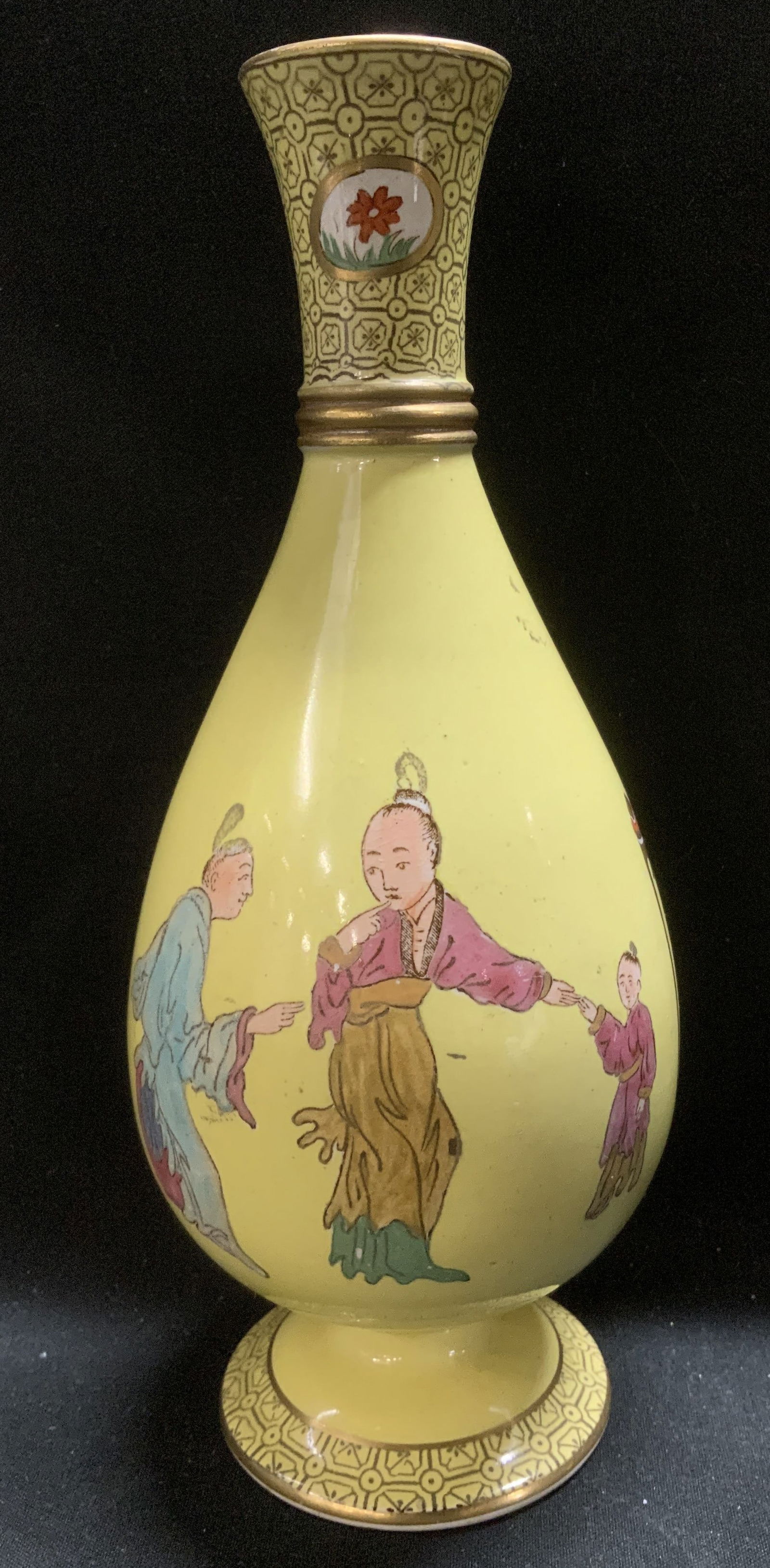 Vntg Asian Hand Painted Figural Vase (1 of 6)