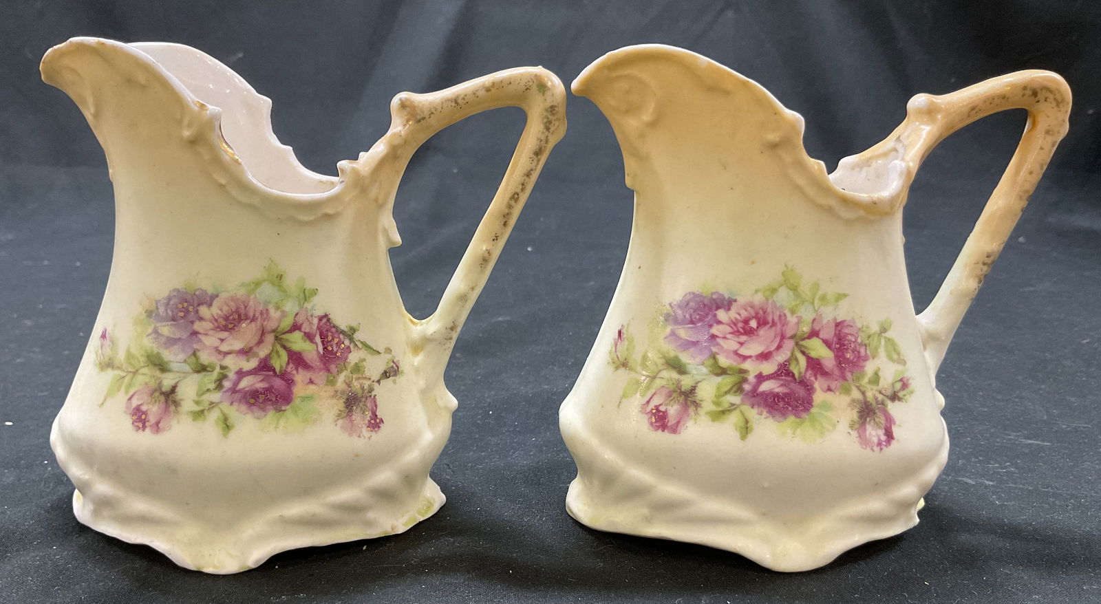 Pair Vintage Porcelain Floral Creamers Austria (1 of 9)