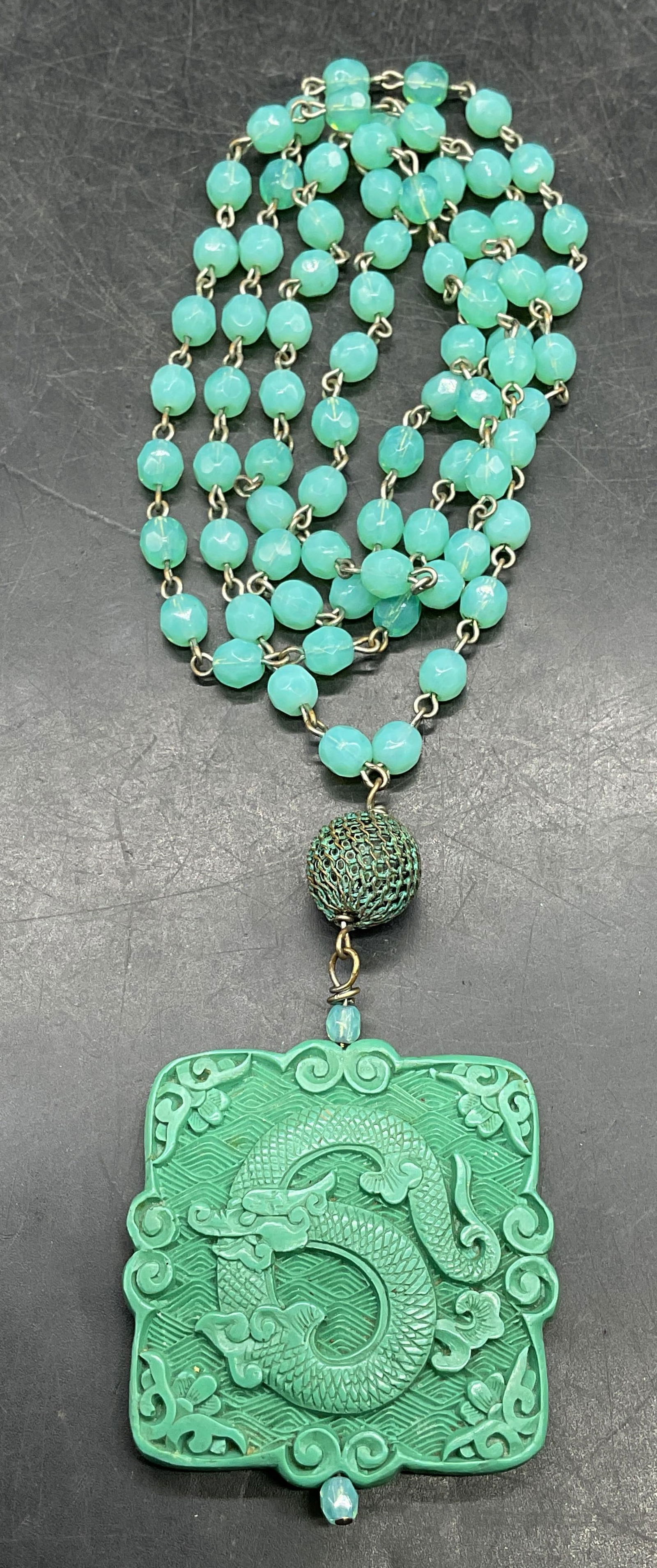 Vintage Blue Crystal Dragon Pendant Necklace (1 of 6)