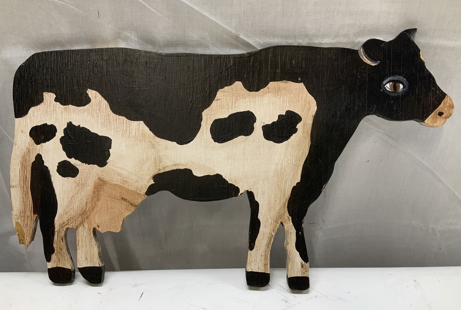 Sgnd BJ Coleman Hand Painted Folk Art Cow Decor (1 of 6)