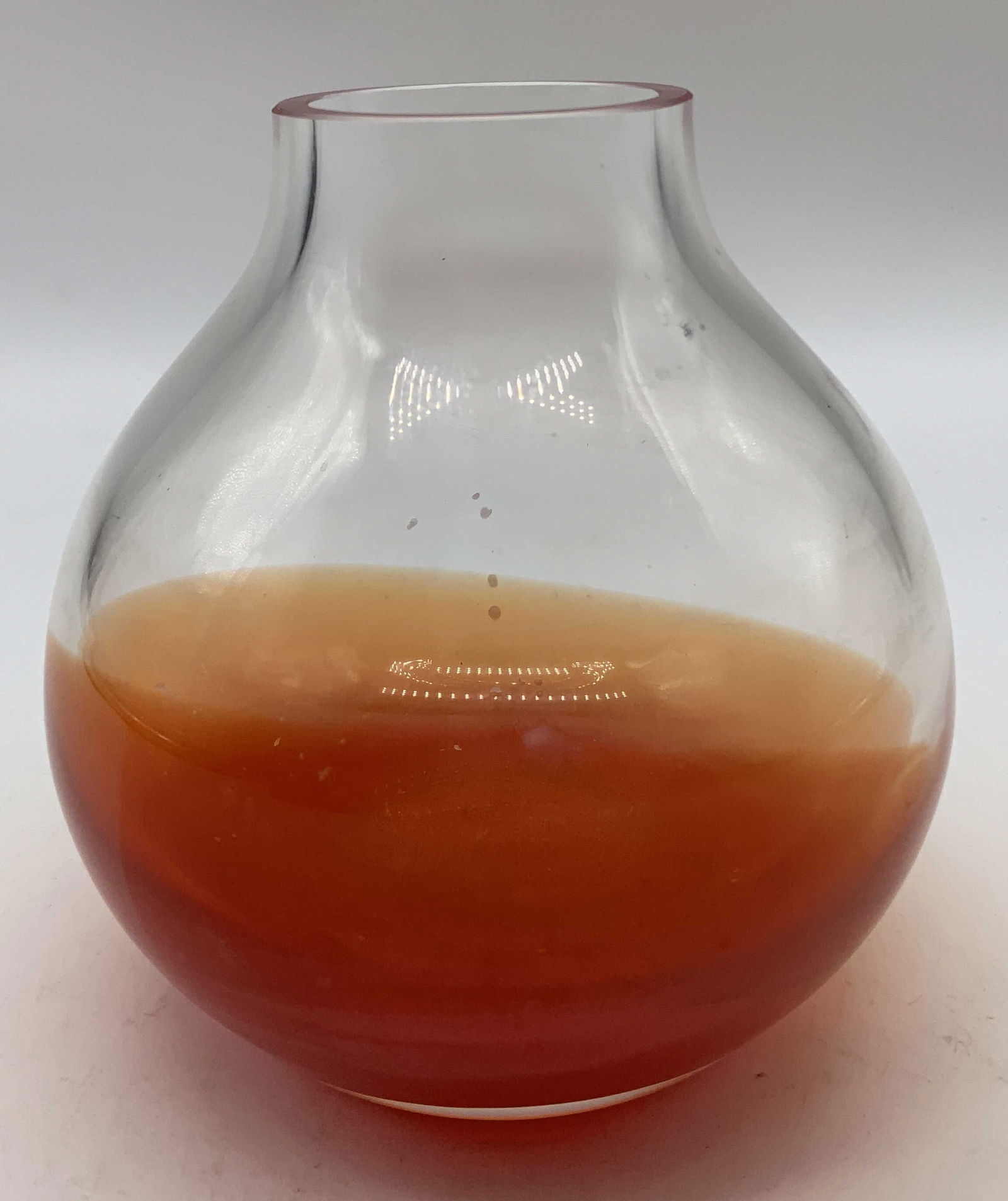 Vtg Orange & Red Art Glass Vase (1 of 6)