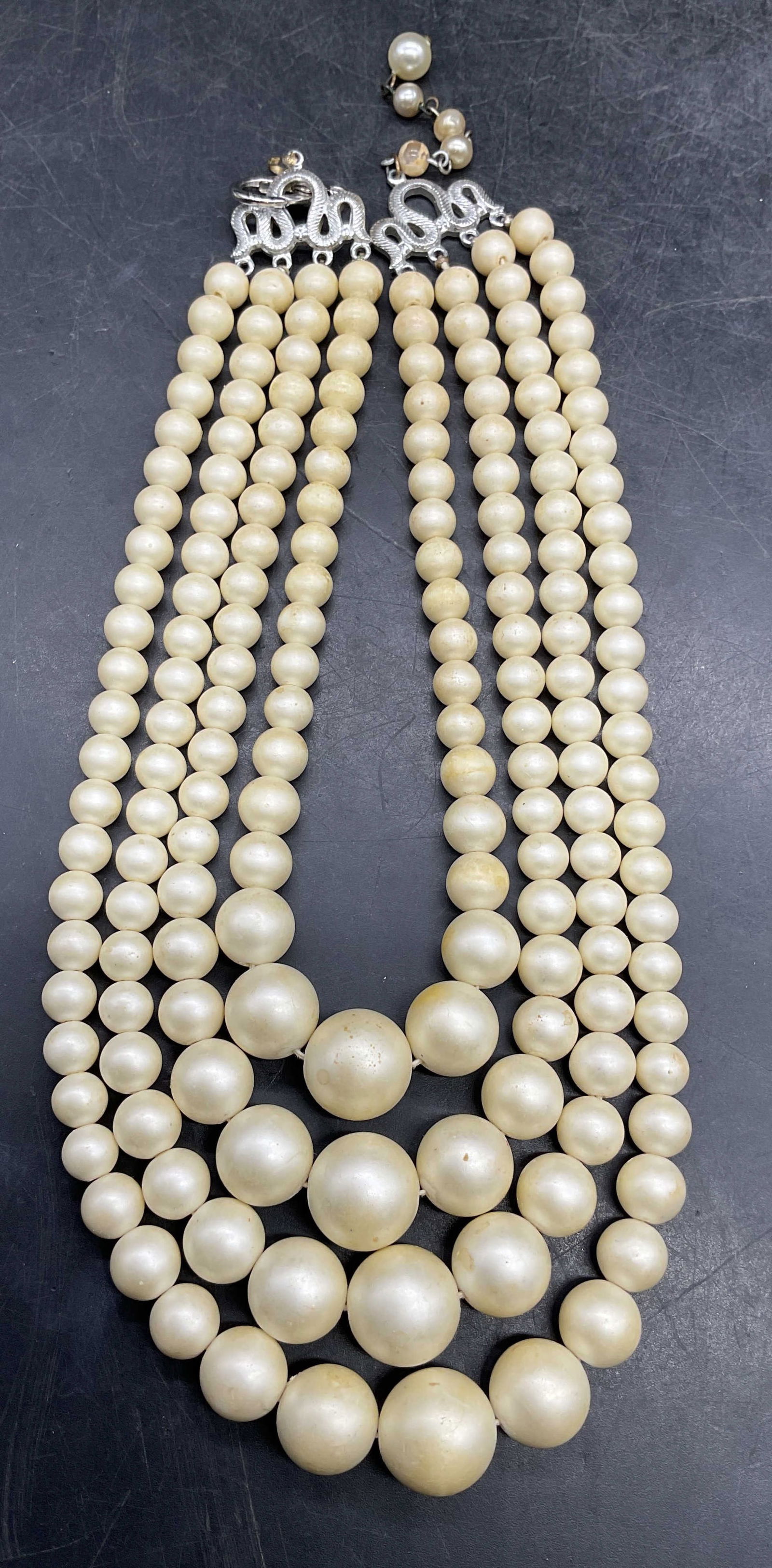Vintage Four Strand Faux Pearl Necklace (1 of 6)