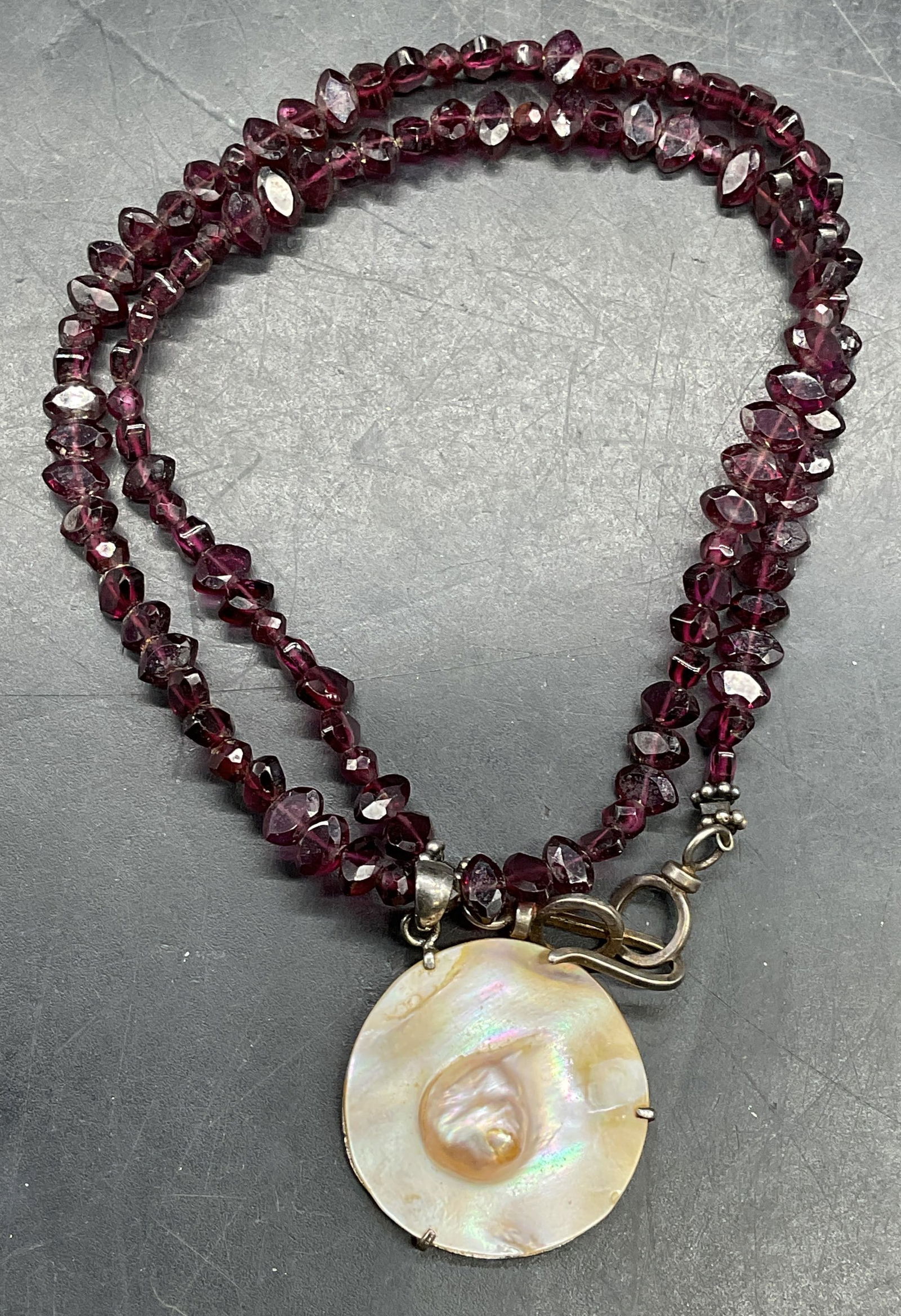 Vtg Sterling Silver Amethyst & Pearl Necklace (1 of 6)