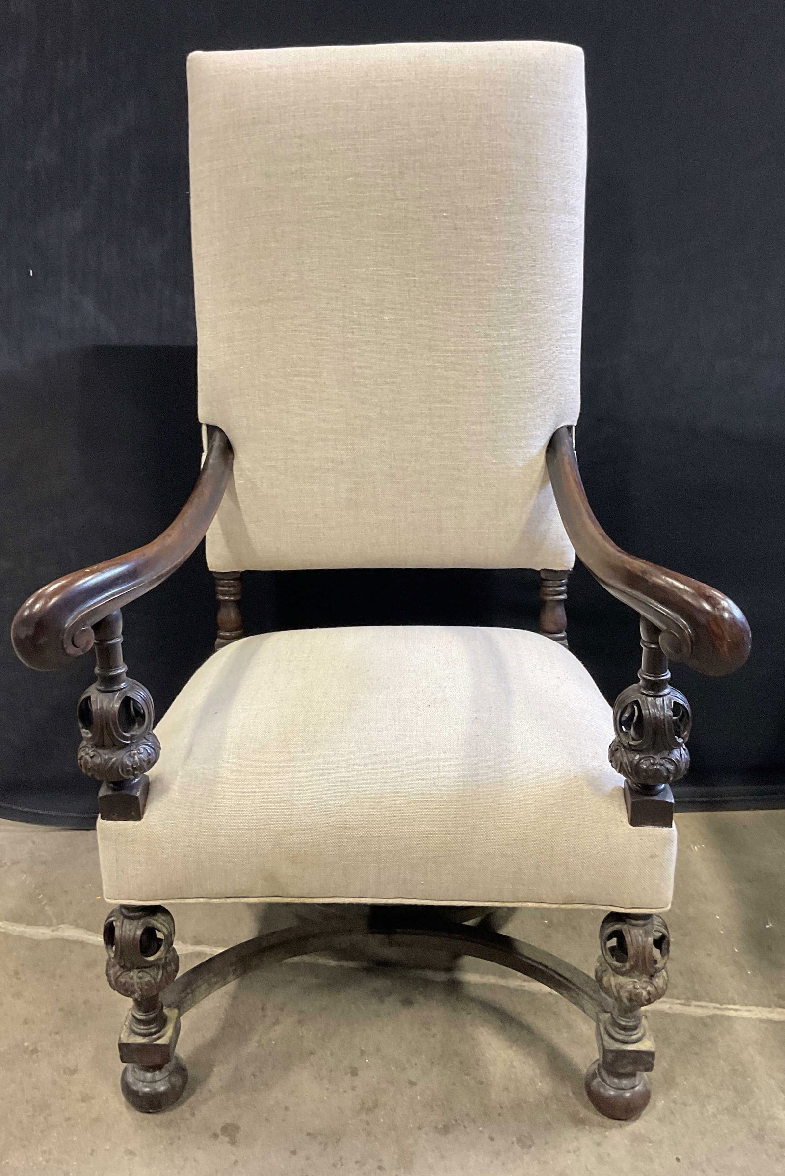 Louis XV Style Carved Wood Upholstered Armchair (1 of 7)