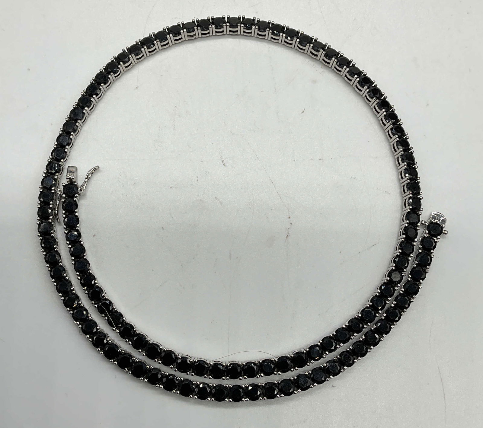 Vintage Silver Tone Black Crystal Necklace (1 of 6)