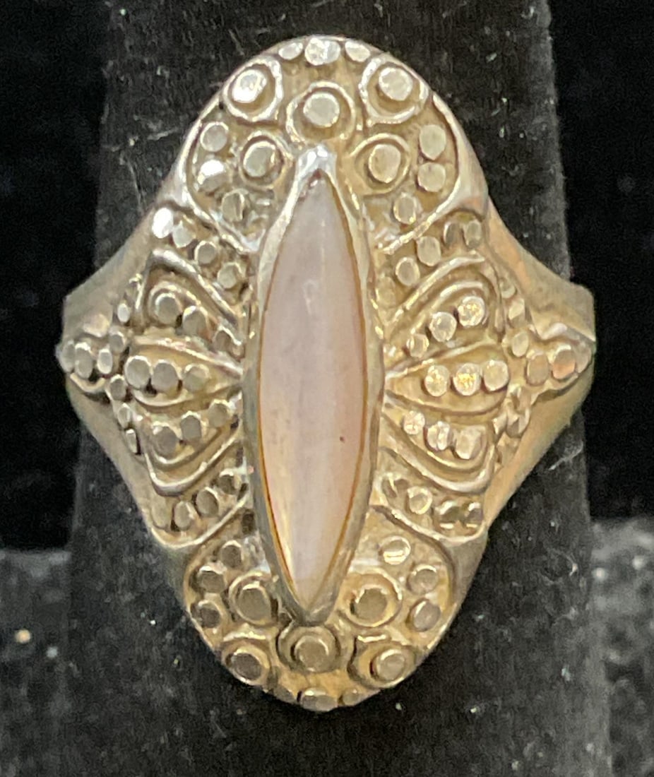 Vintage Signed Sterling Silver Iridescent Ring (1 of 6)