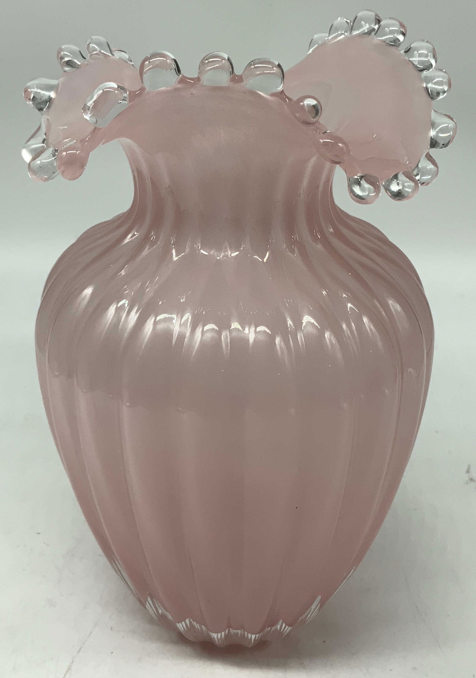 Hand Blown Pink Art Glass Handkerchief Vase (1 of 6)