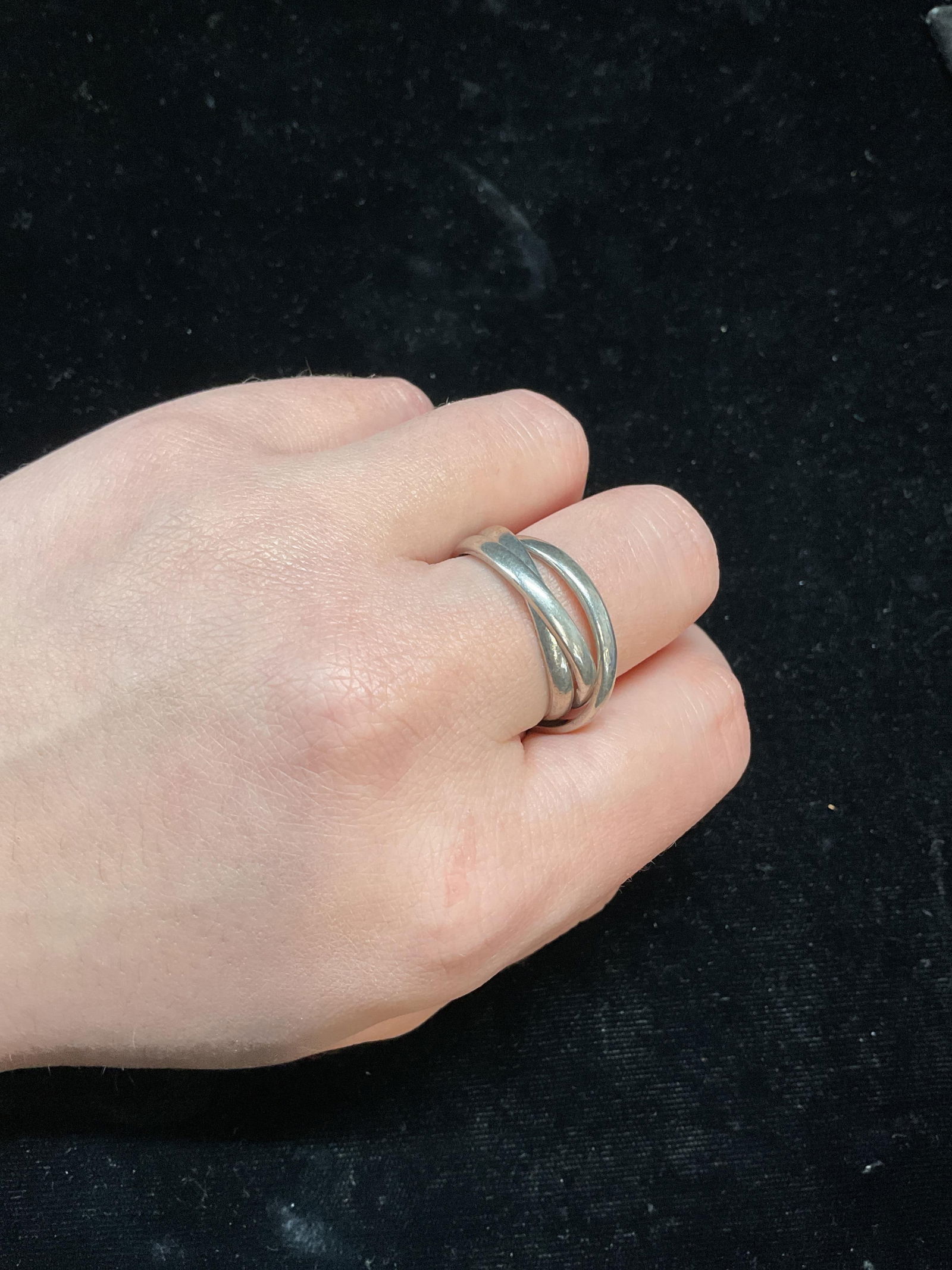 Vintage Sterling Silver Interlocking Ring, Mexico - 6