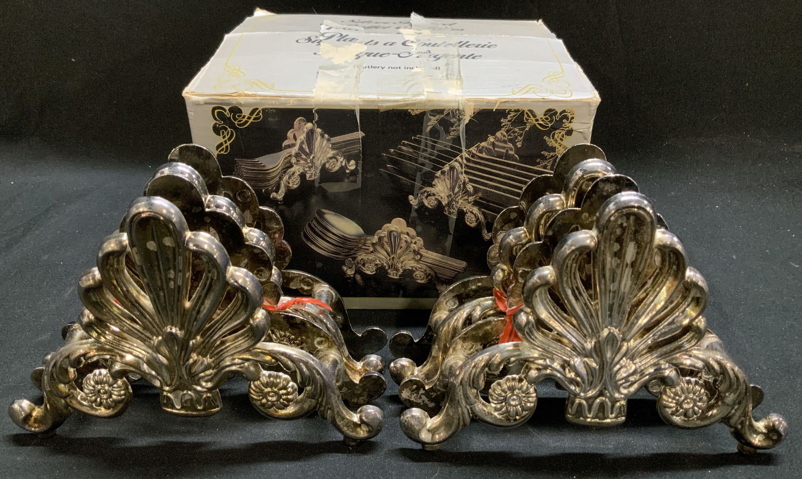 Vtg Silver Plated Buffet Caddies W Box (1 of 6)