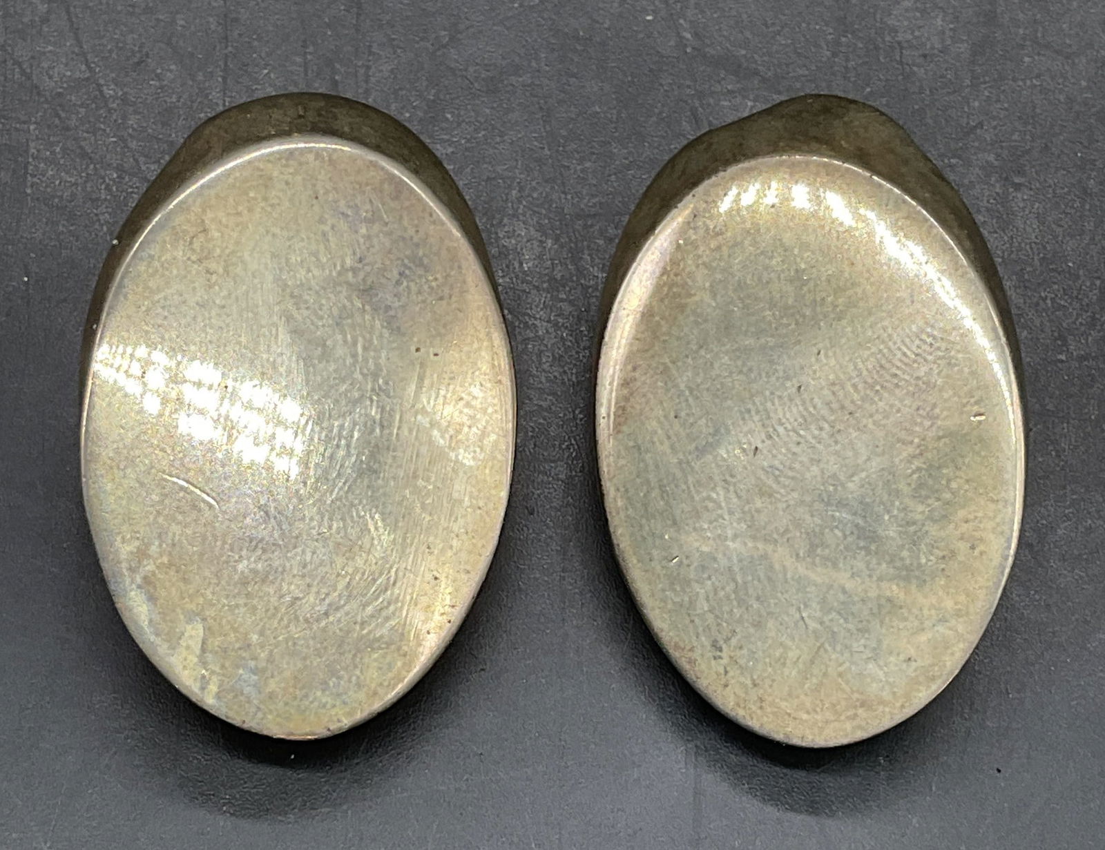 Vintage Silver Tone Modernist Oval Earrings (1 of 6)