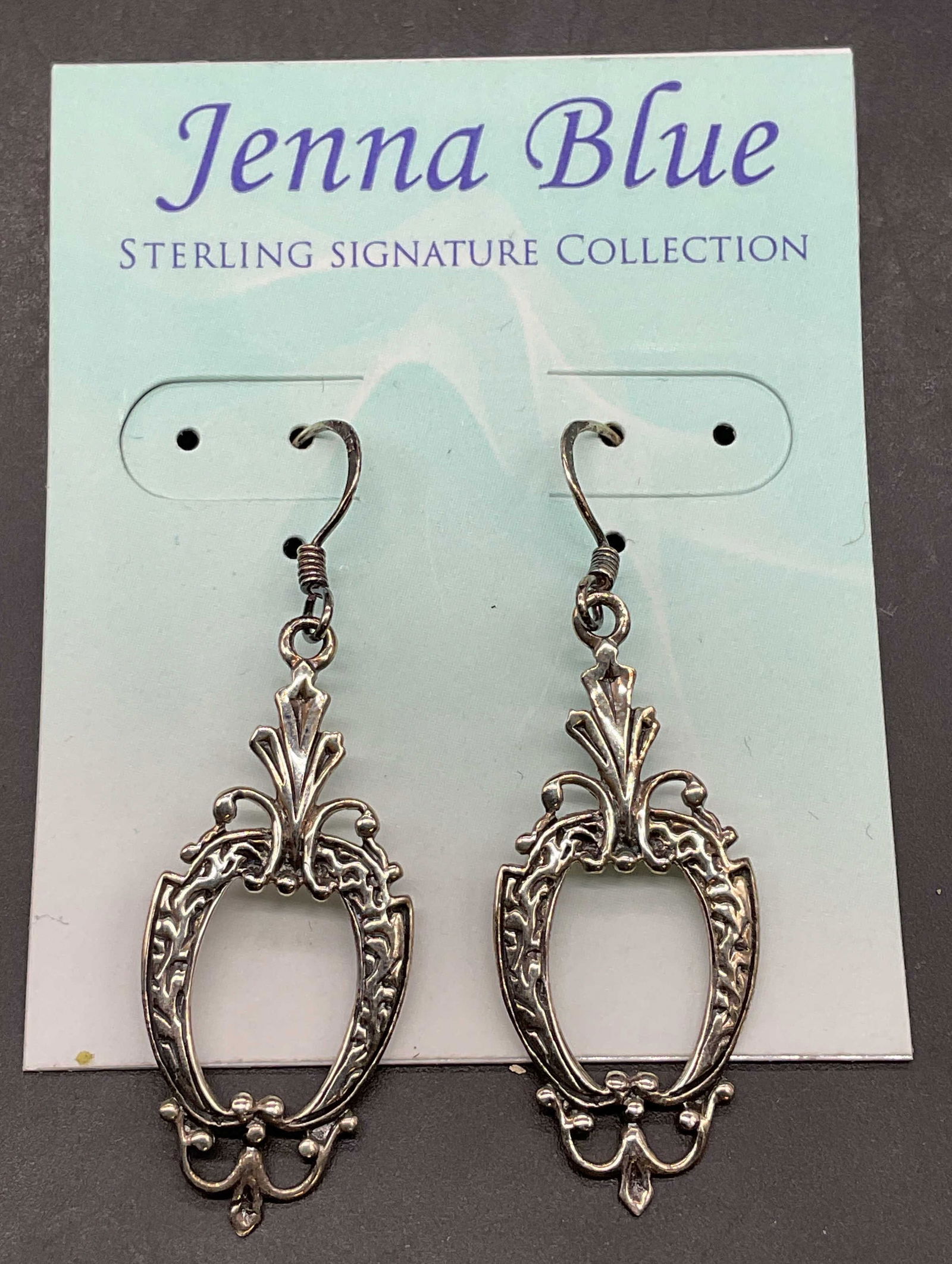 Jenna Blue Sterling Silver Earrings NWT: Jenna Blue sterling silver ornate scroll earrings. Marked sterling. New with tag. Measures approx. 1.75 inches long. Total weight 2.9 grams. Some scratching. Jewelry, estate jewelry, fine jewelry,