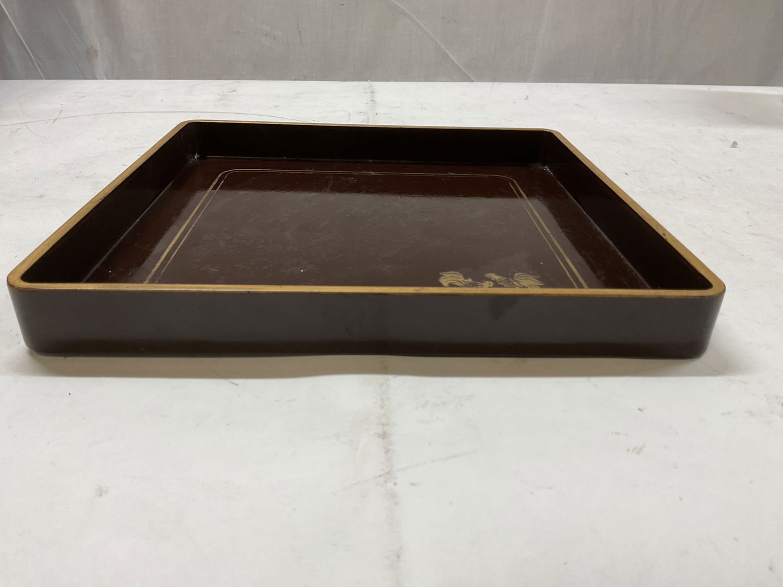 Gallo Brown Lacquer Rooster Serving Tray - 2