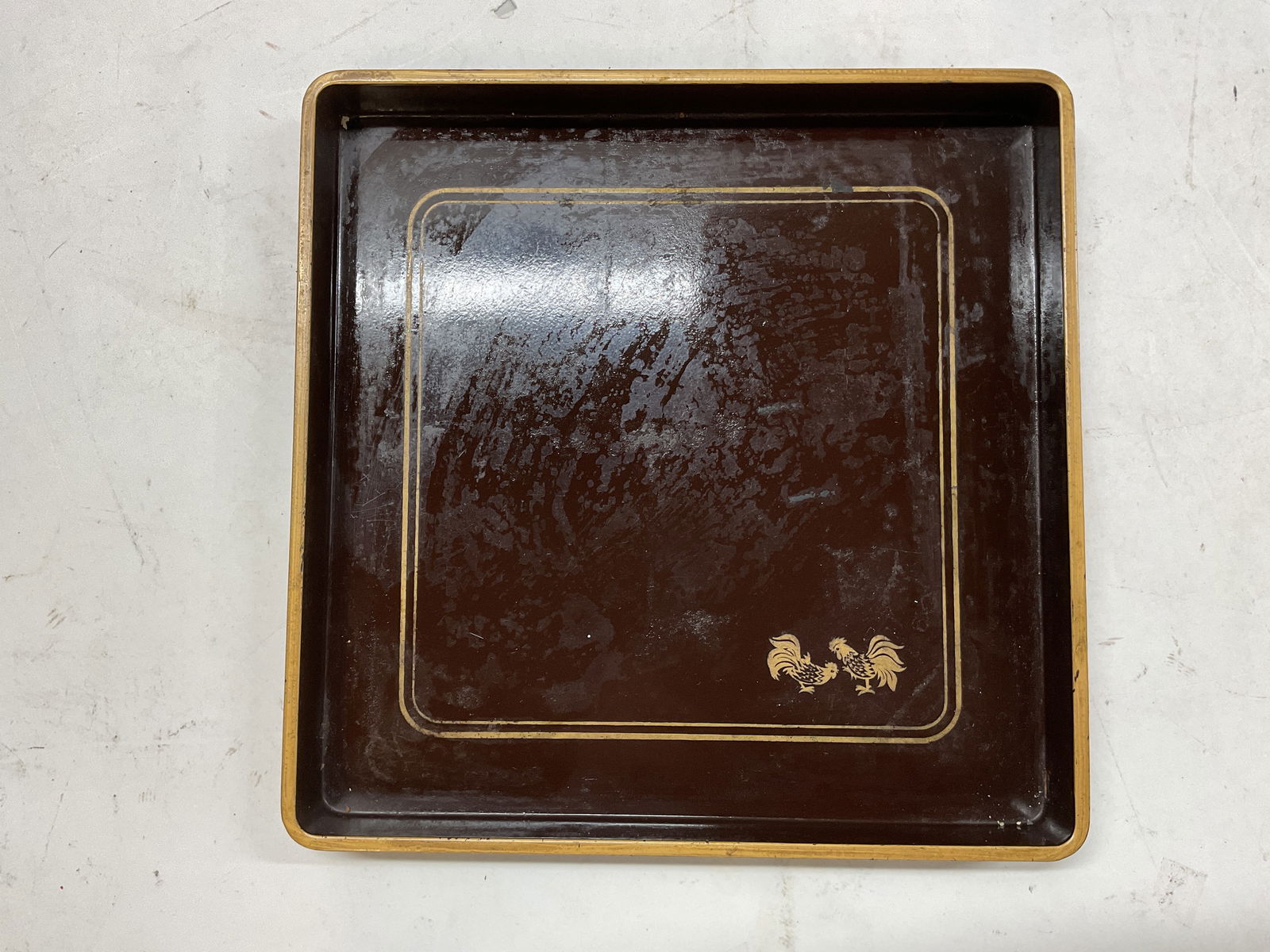 Gallo Brown Lacquer Rooster Serving Tray - 4