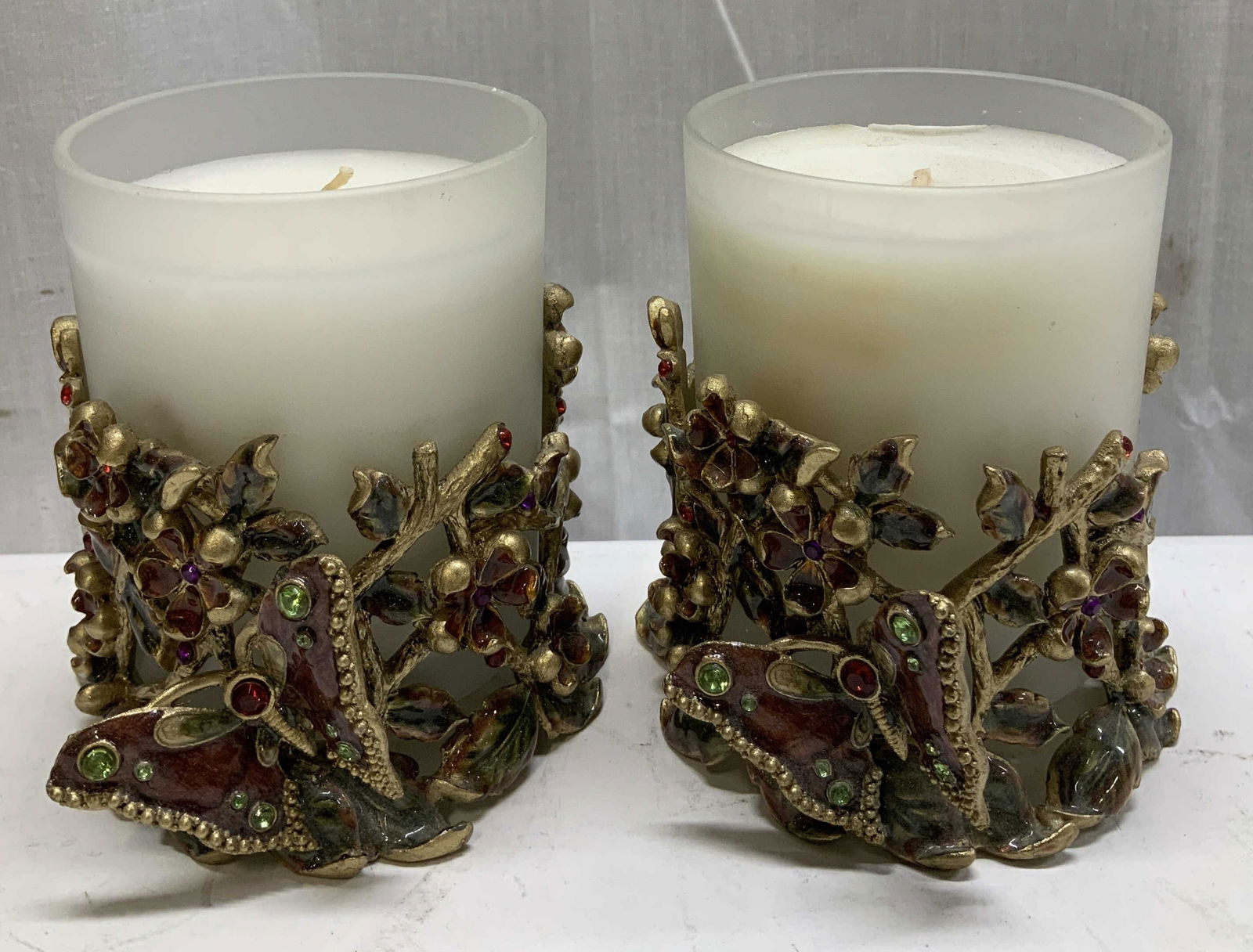 Lot 2 Ashleigh Manor Enameled Candle Holder (1 of 6)