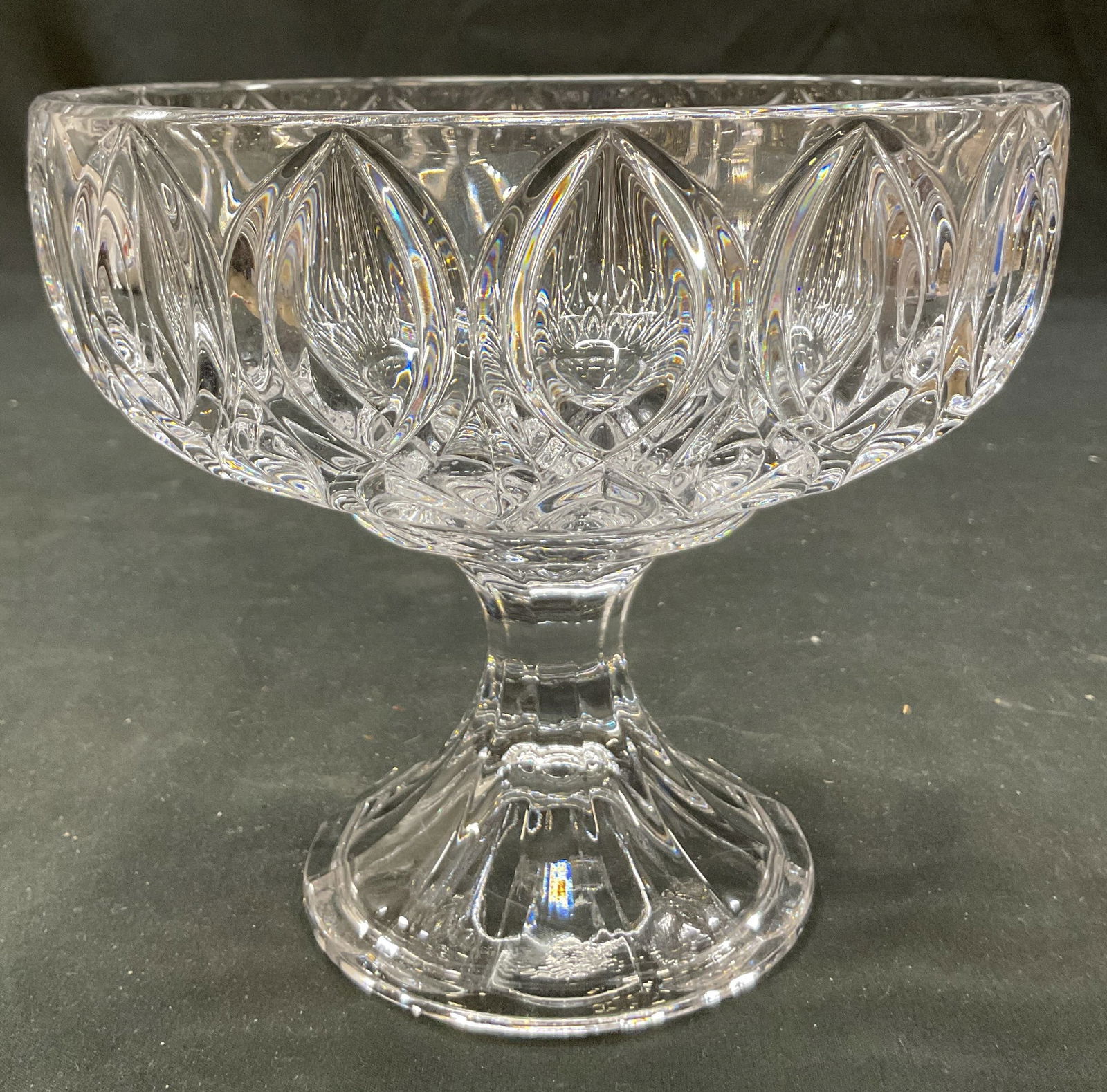 Vintage Crystal Faceted Pedestal Bowl (1 of 7)