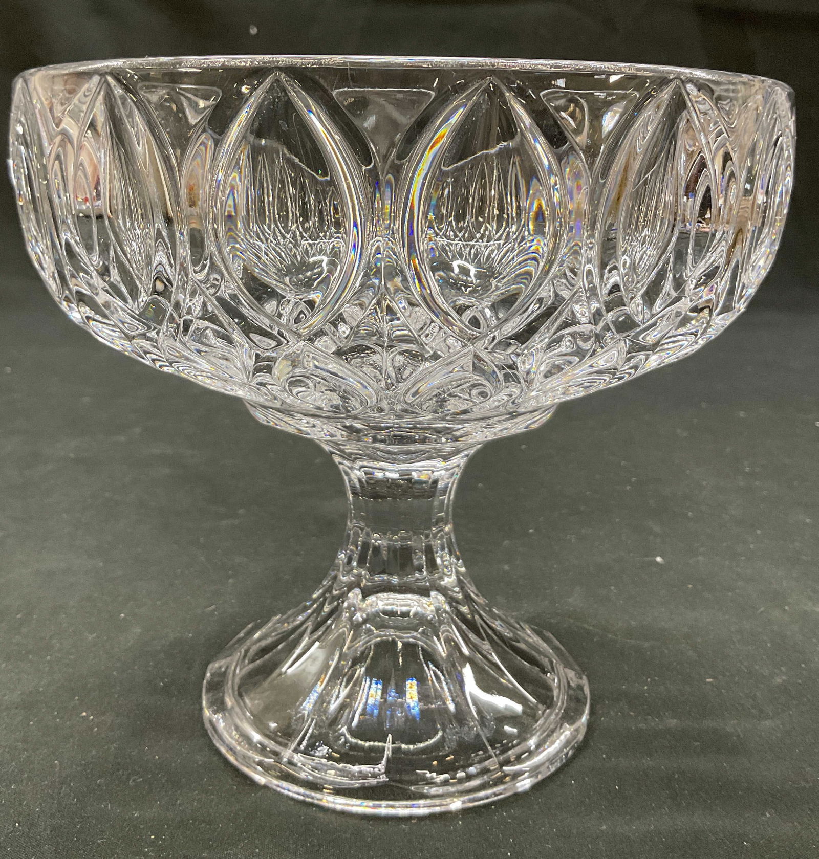 Vintage Crystal Faceted Pedestal Bowl (1 of 7)