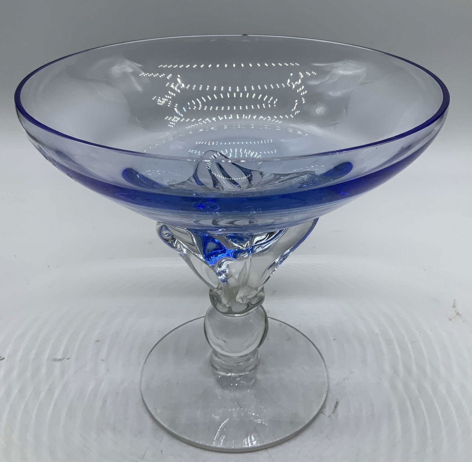Vtg Hand Blown Glass Pedestal Compote (1 of 6)