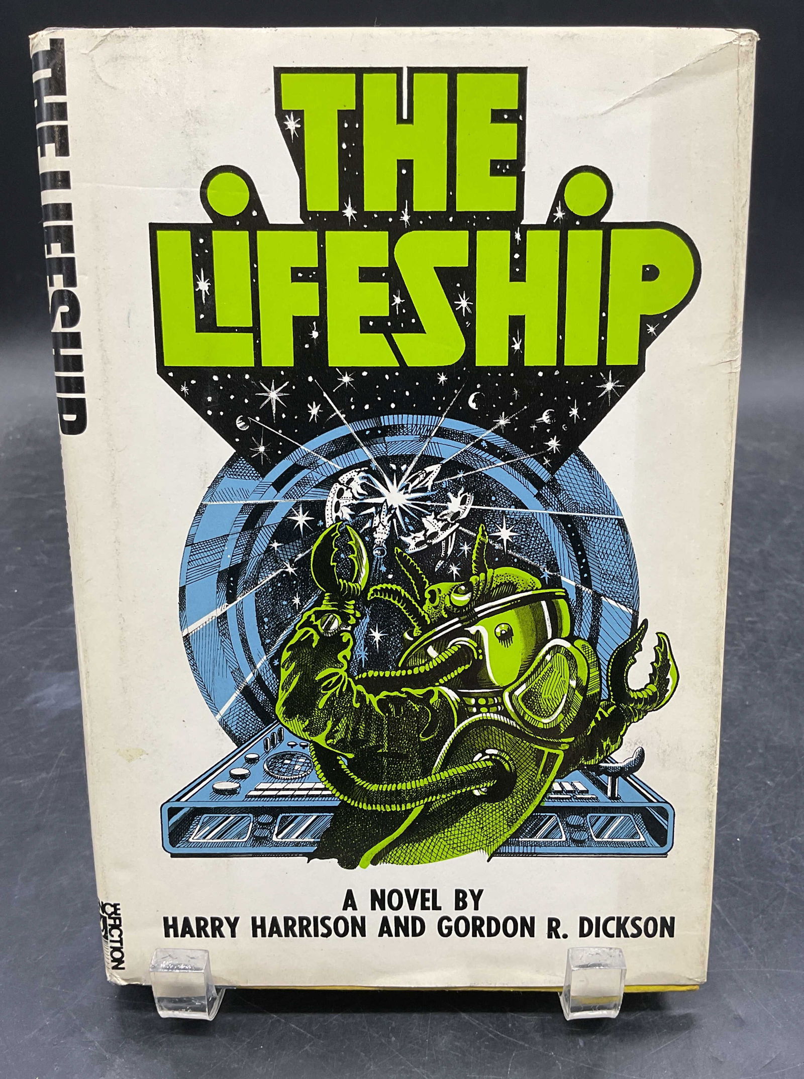 1976 The Lifeship, Harrison & Dickson, 1st Edt: Hardcover first edition copy of The Lifeship by Harry Harrison and Gordon R Dickson. Harper and Row, 1976. Measures approx. 8.5 x 5.75 inches. wear to cover, pages, and binding consistent with exposur