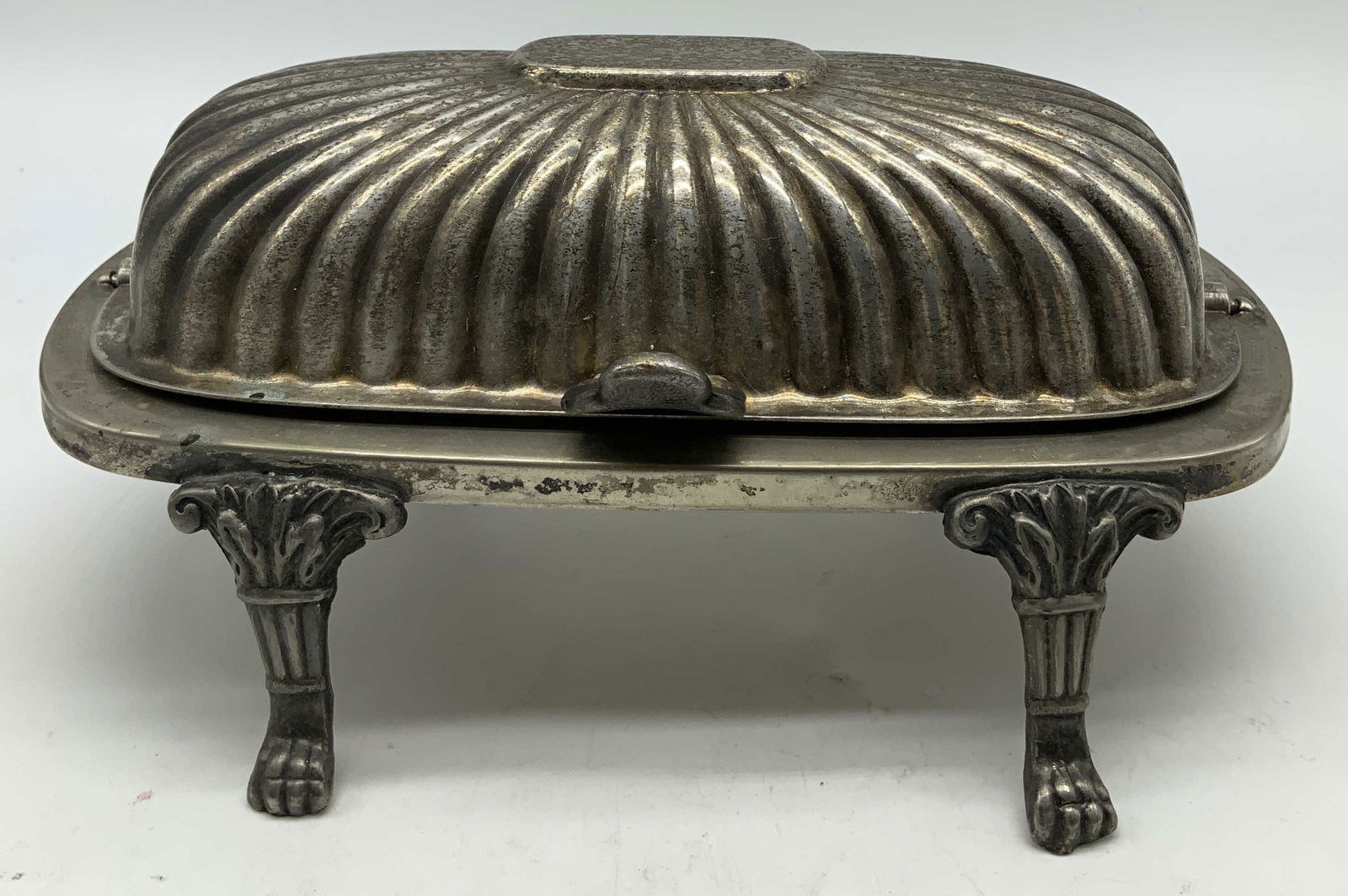 Vtg Silver Plated Ornate Footed Butter Dish (1 of 7)