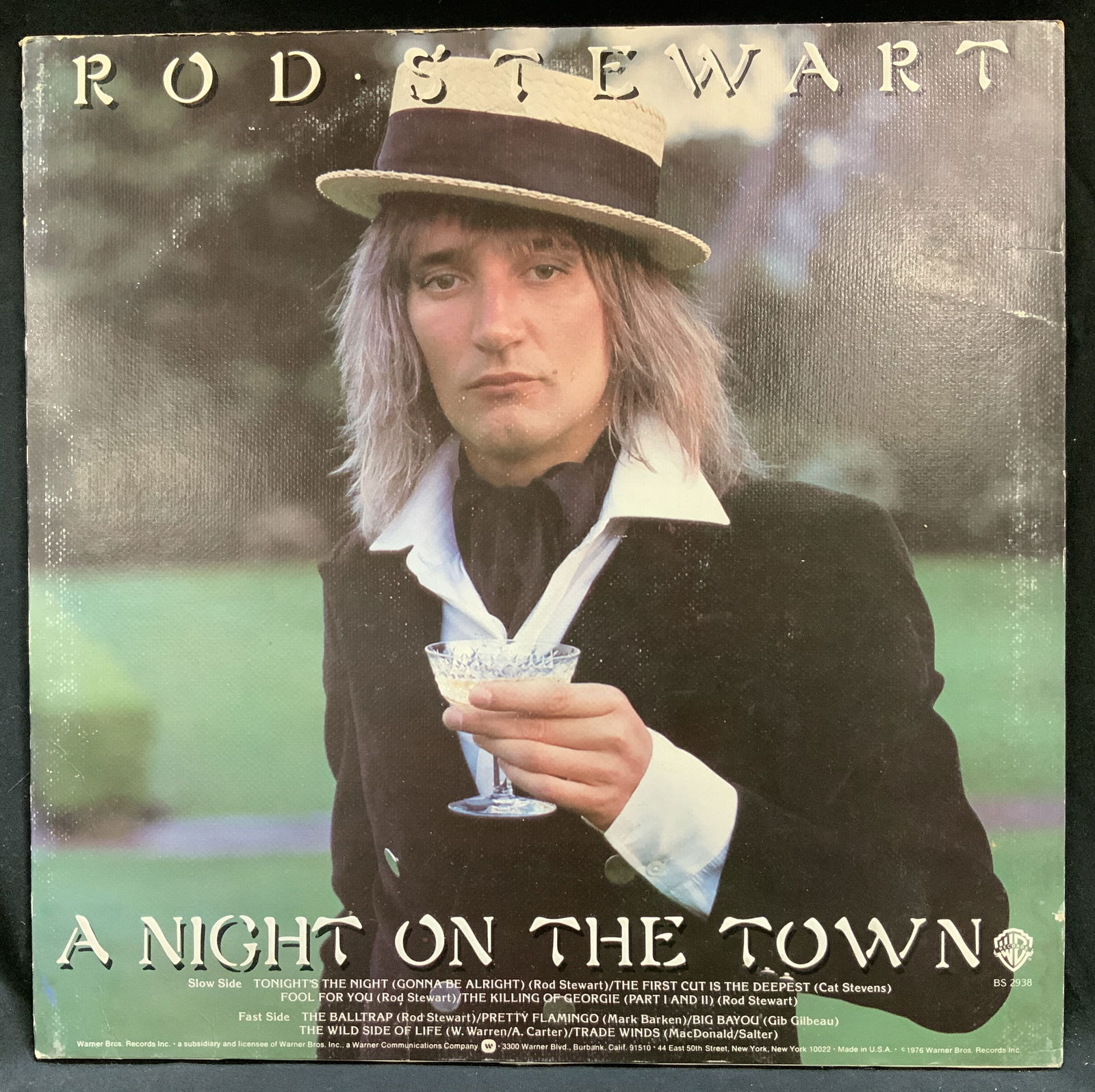 1976 Rod Stewart A Night on the Town Vinyl Record: BS 2938. Vinyl record album titled A Night on the Town by Rod Stewart, released in 1976. Made in USA. Warner Bros Records, Inc. Vinyl record has not been play tested, sold as is. Property of Upper Eas